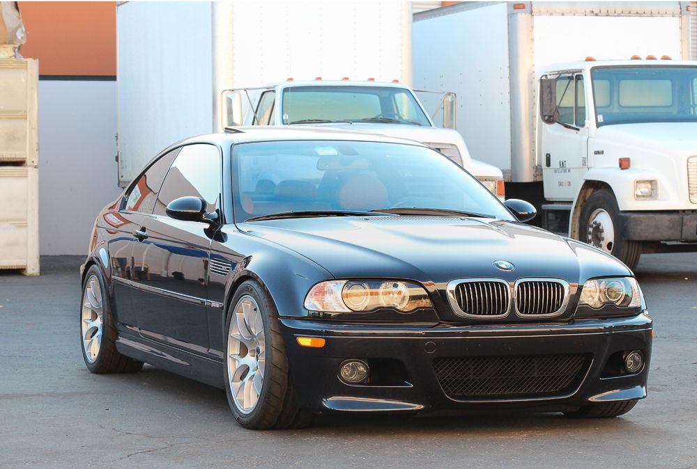 Black BMW E46 M3 with 18" EC-7 Apex wheels in Race Silver