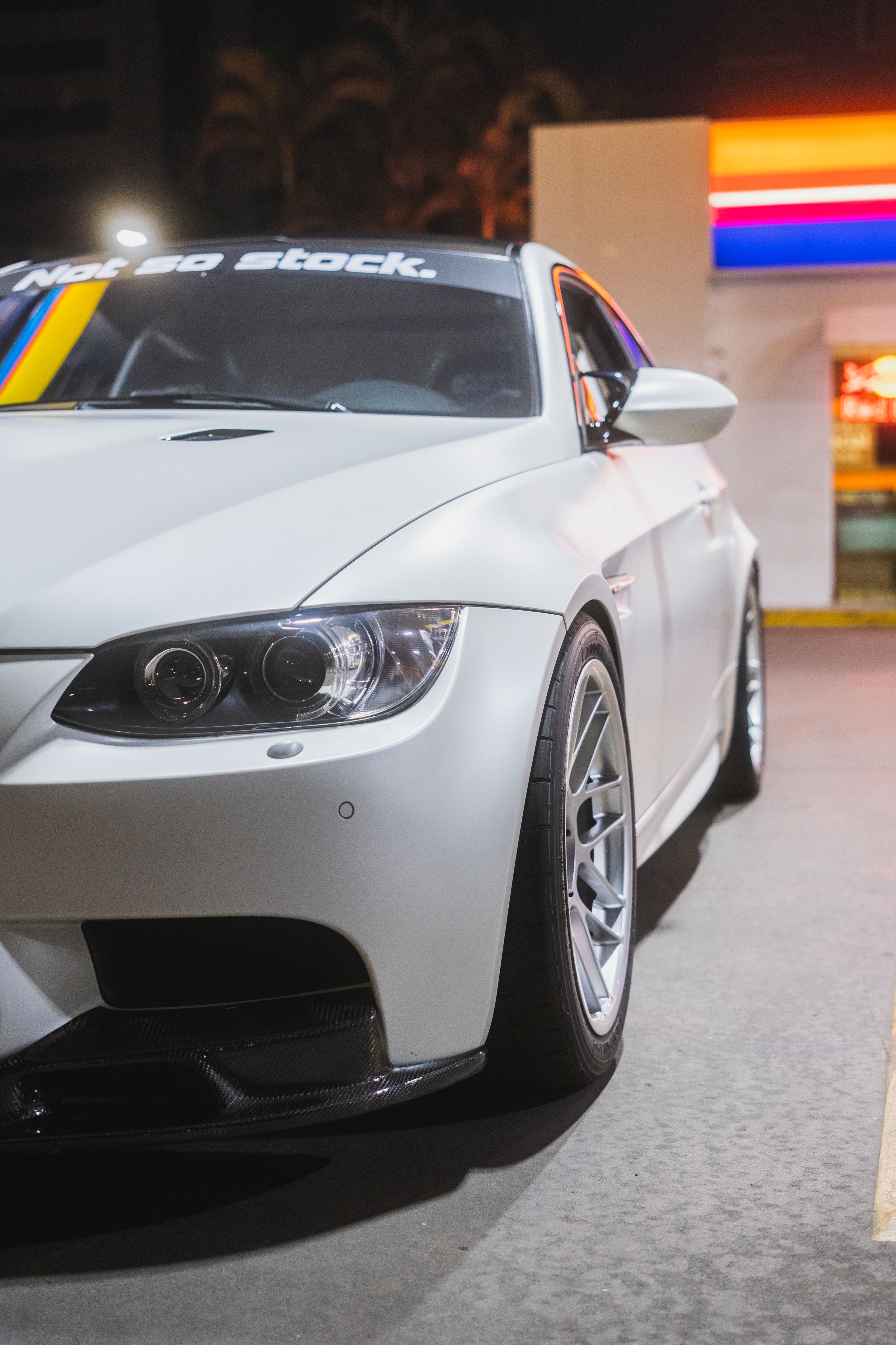 White BMW E92 Coupe M3 with 18" ARC-8 Apex wheels in Race Silver