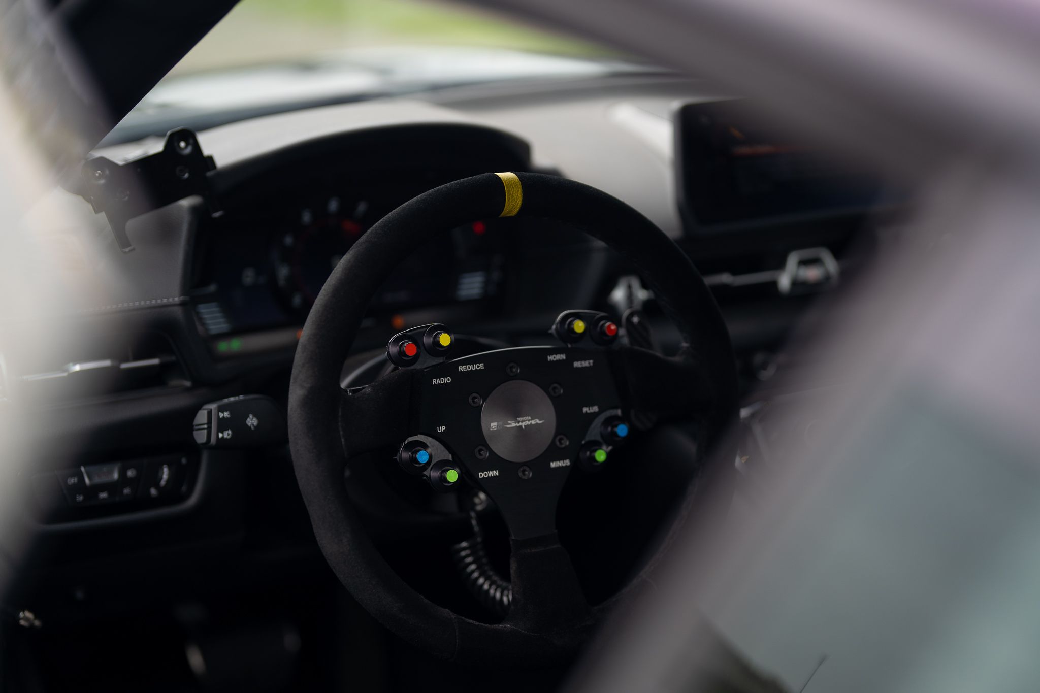 Purple Toyota GR Supra with 18" EC-7RS Apex wheels in Anthracite