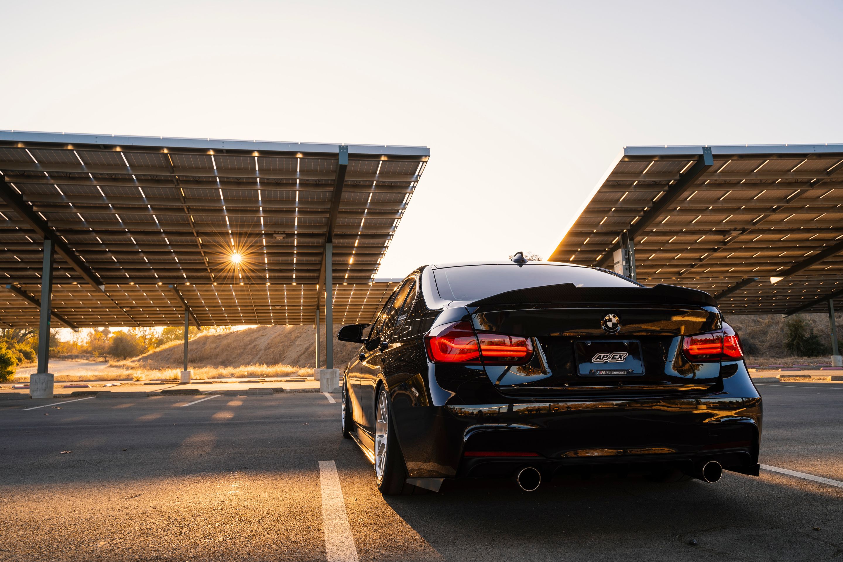 Black BMW F30 Sedan 3 Series with 17" EC-7R Apex wheels in Brushed Clear