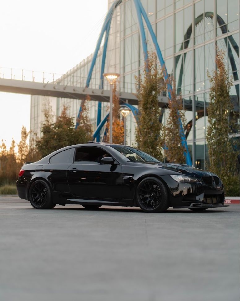 Black BMW E92 Coupe M3 with 18" EC-7 Apex wheels in Satin Black