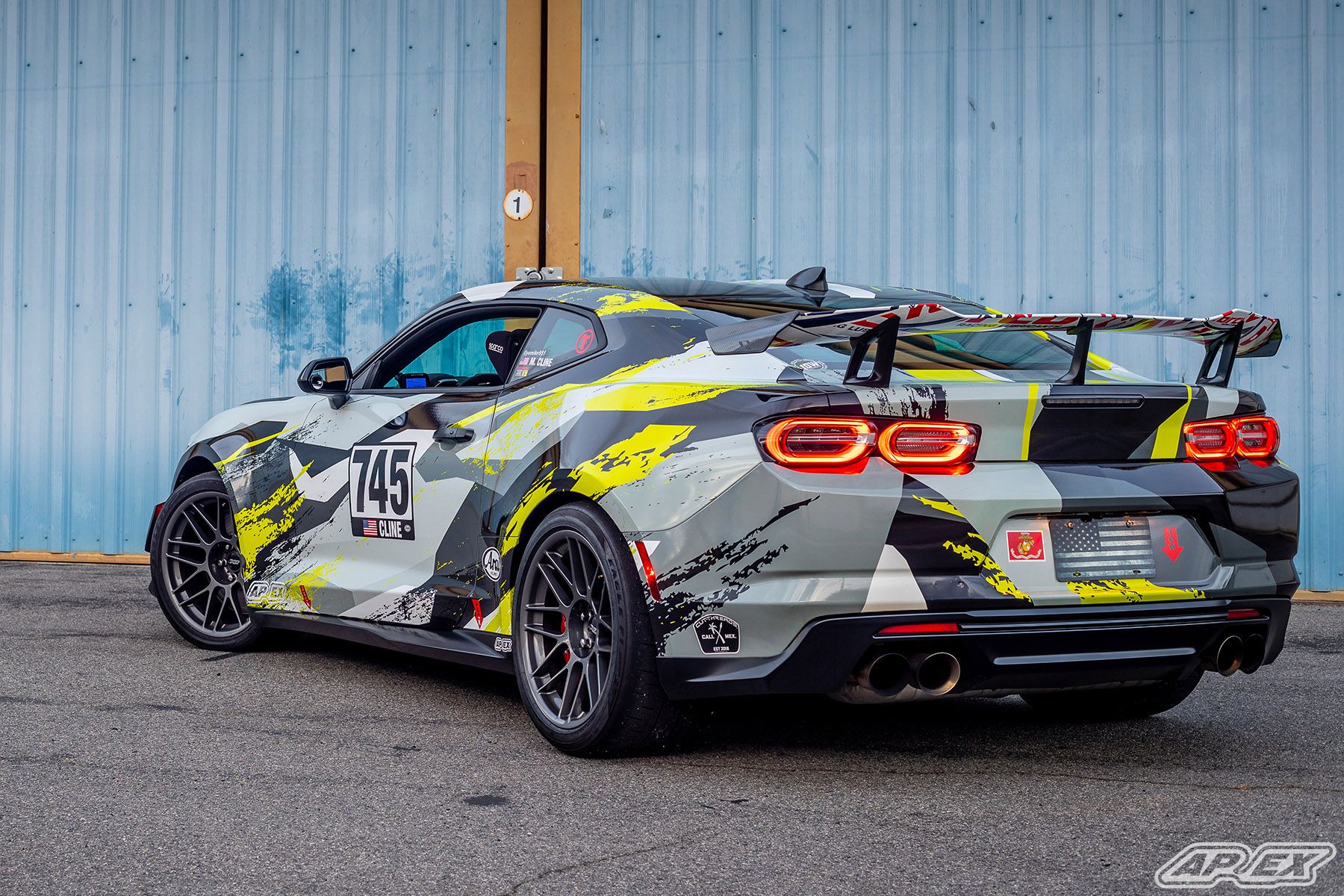 Multicolor Chevrolet 6th Gen Camaro ZL1 1LE with 19" ARC-8 Apex wheels in Anthracite