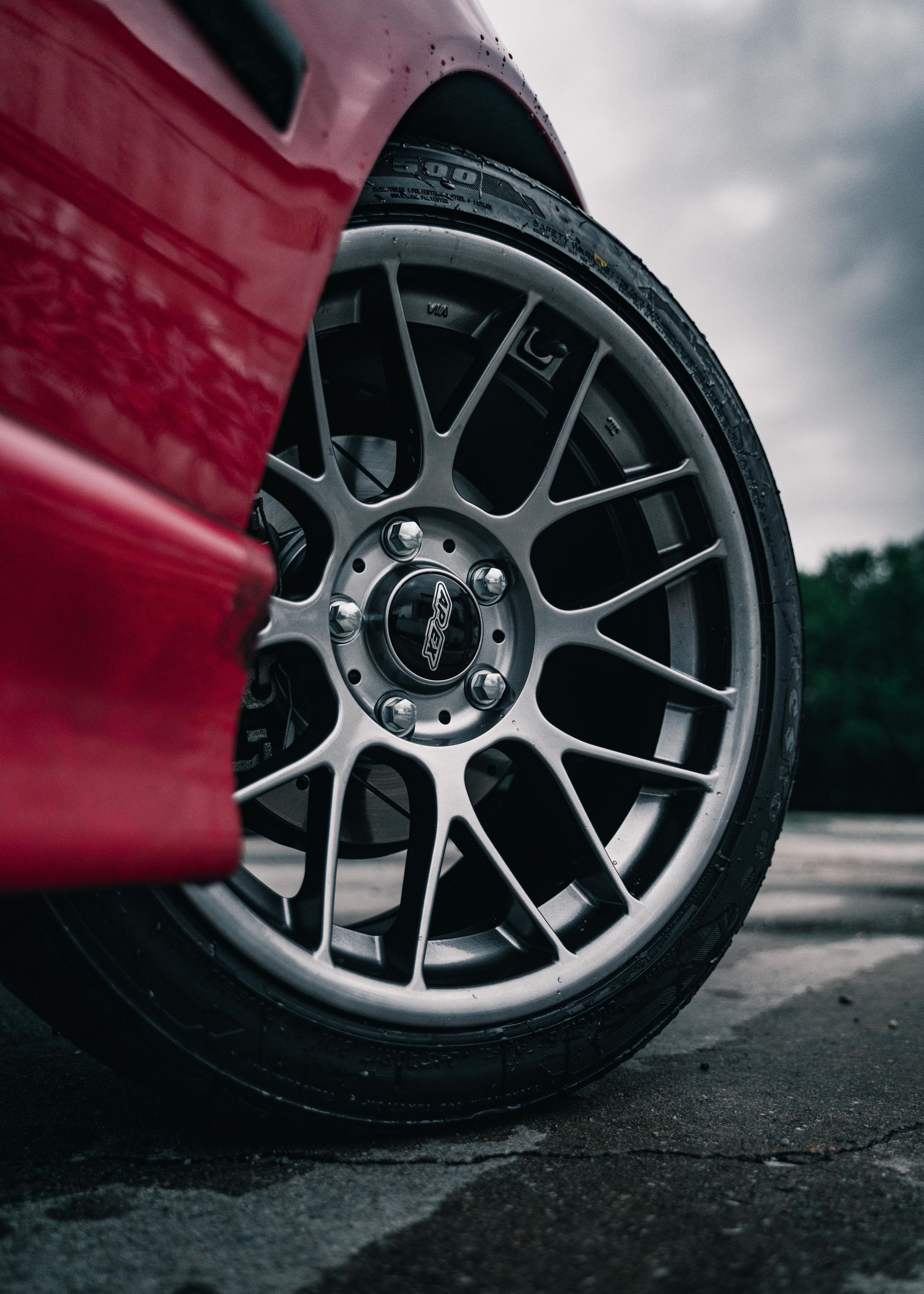 Red BMW E36 3 Series with 17" ARC-8 Apex wheels in Hyper Black