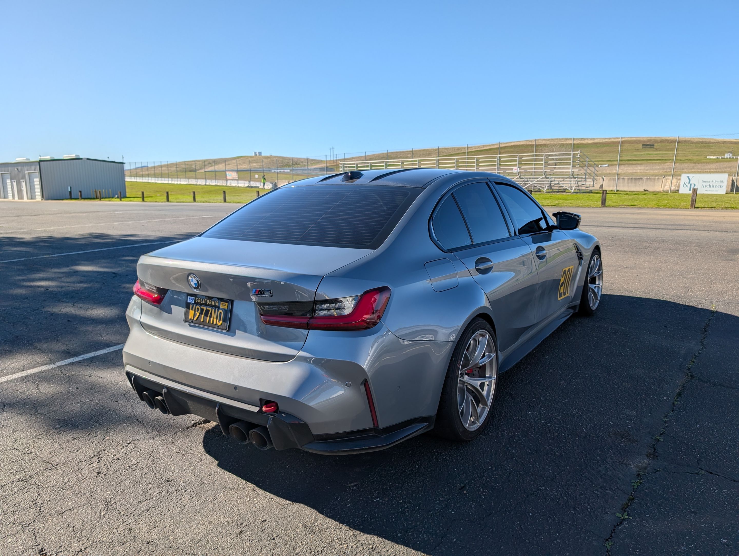 Grey BMW G80 M3 with 19" VS-5RS Apex wheels in Motorsport Gold