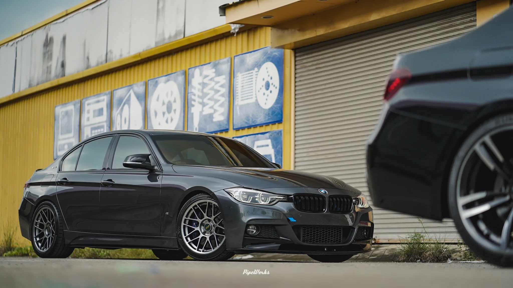 BMW F30 Sedan 3 Series with 18" ARC-8 Wheels in Hyper Black