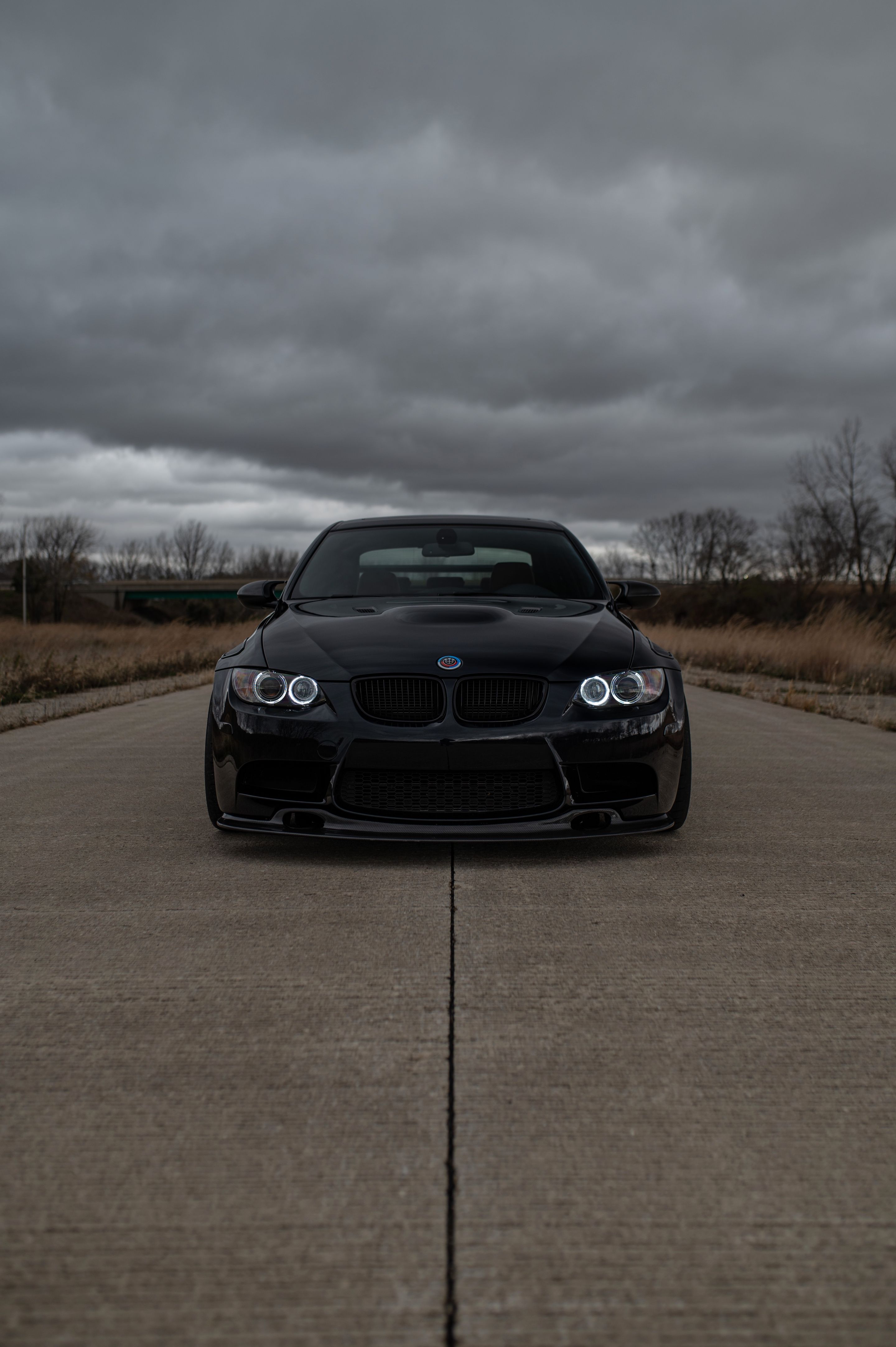 Black BMW E90 Sedan M3 with 18" ARC-8 Apex wheels in Satin Black