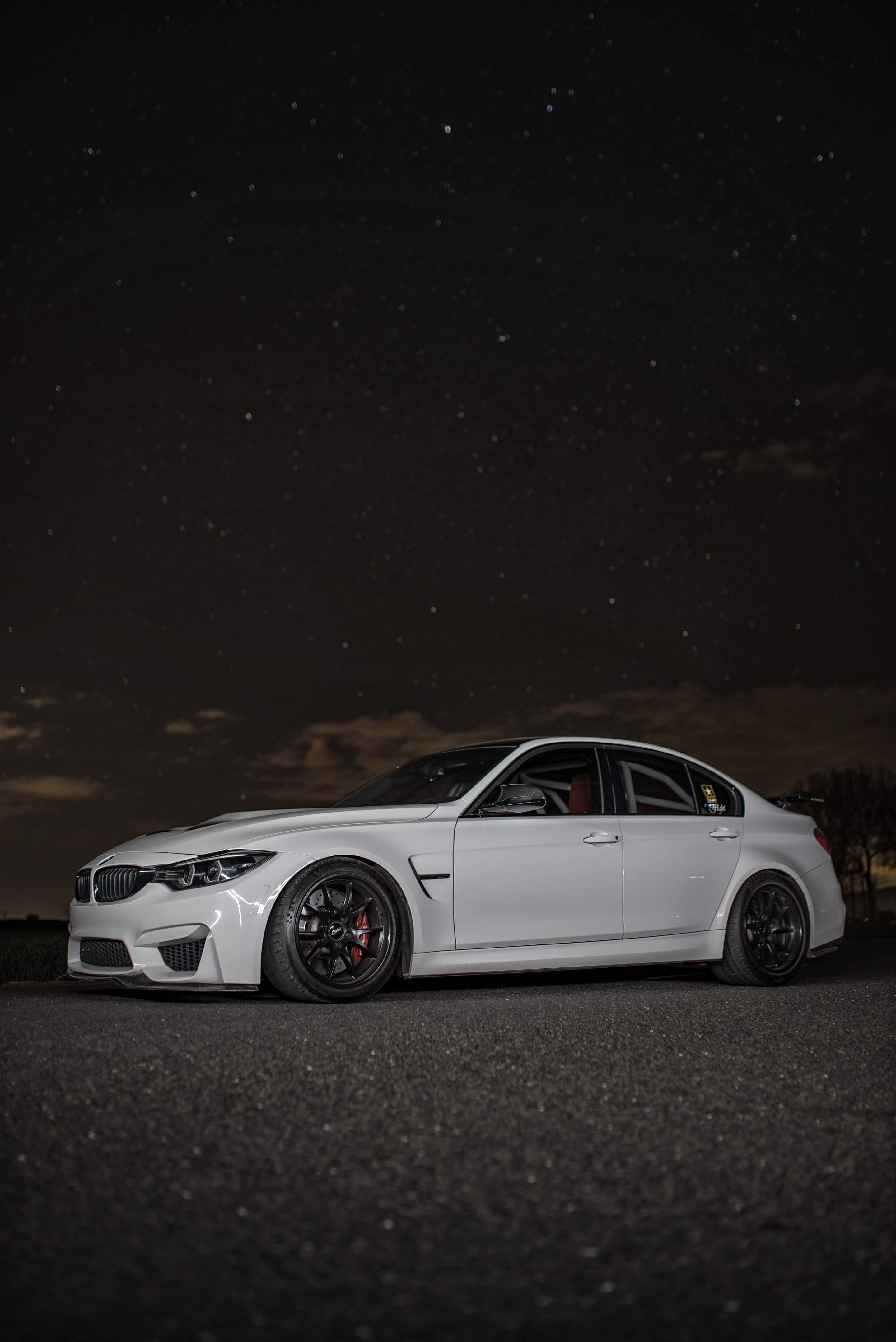 White BMW F80 M3 with 18" FL-5 Apex wheels in Satin Black