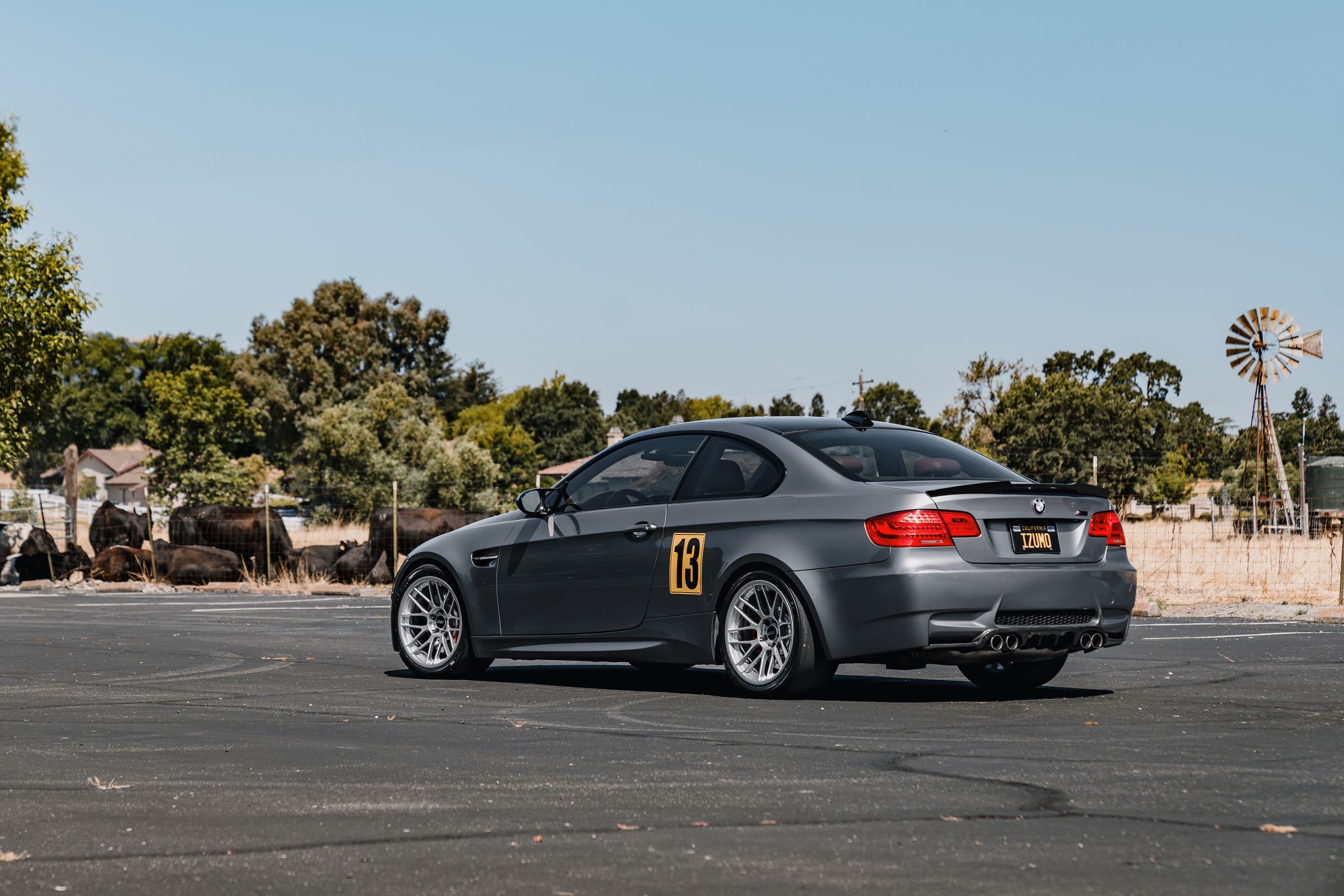 Grey BMW E92 Coupe M3 with 18" ARC-8RT Apex wheels in Race Silver