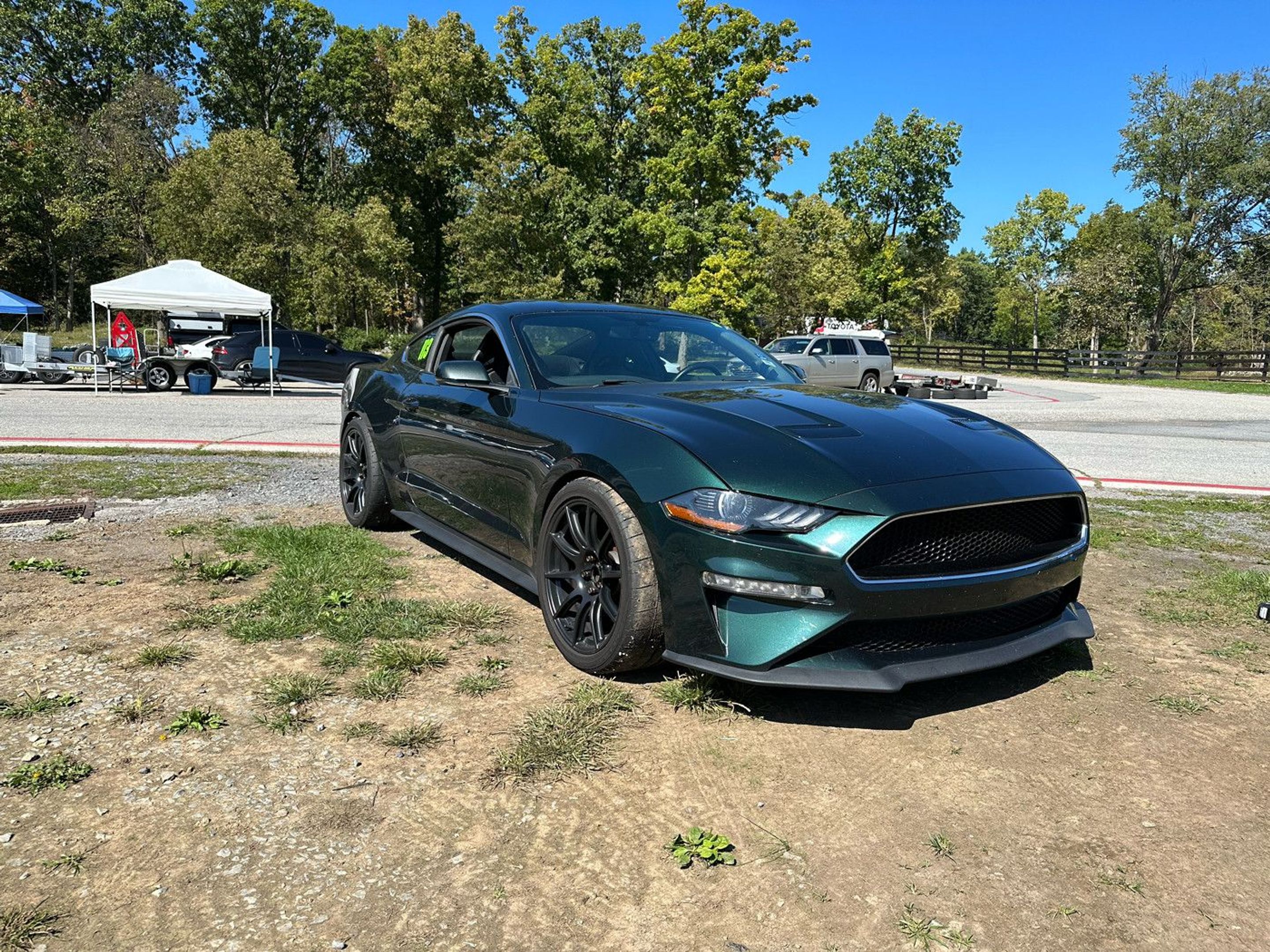 Green Ford S550 Mustang Bullitt with 19" SM-10 Apex wheels in Satin Black