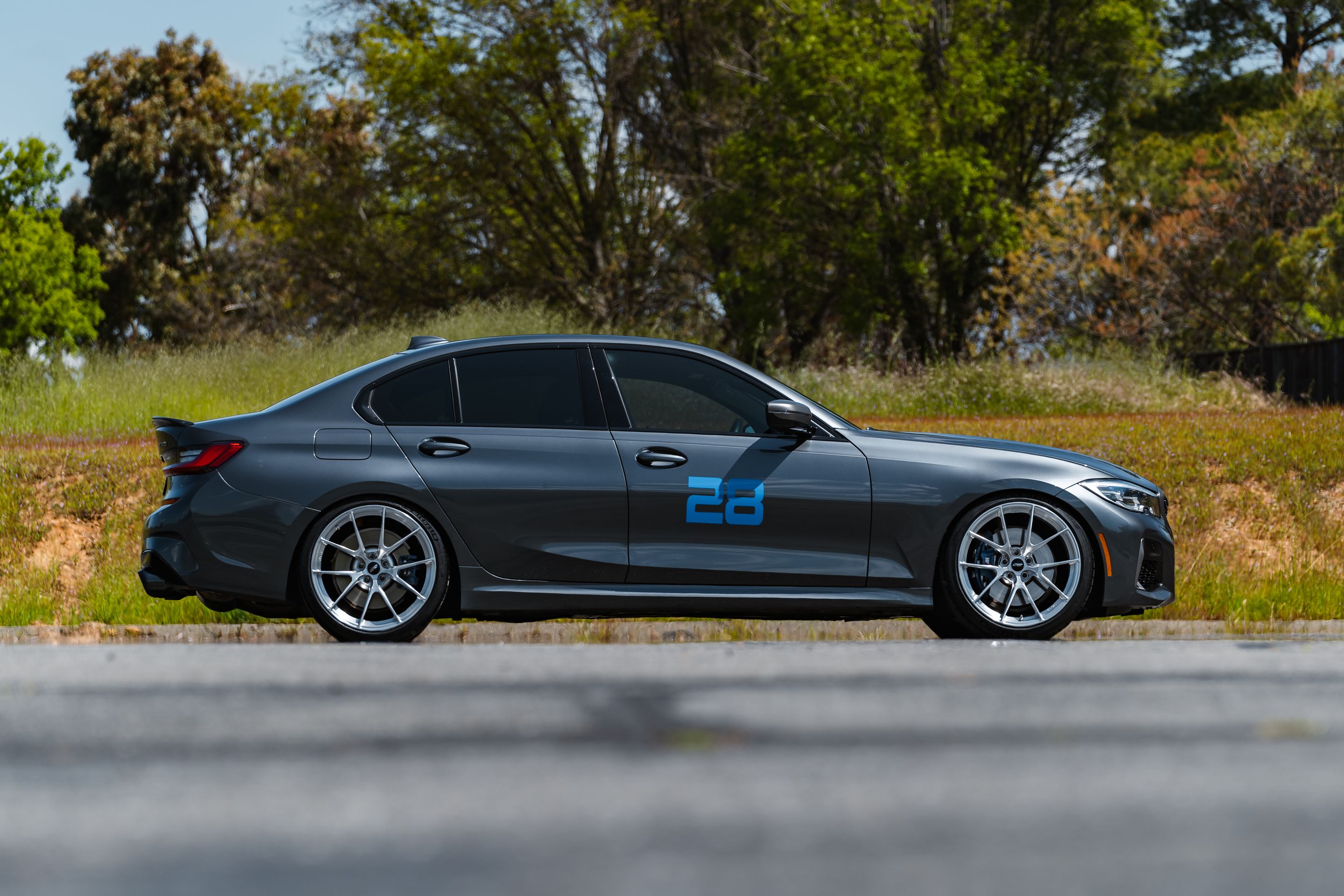 Grey BMW G20 Sedan 3 Series with 20" VS-5RS Apex wheels in Brushed Clear
