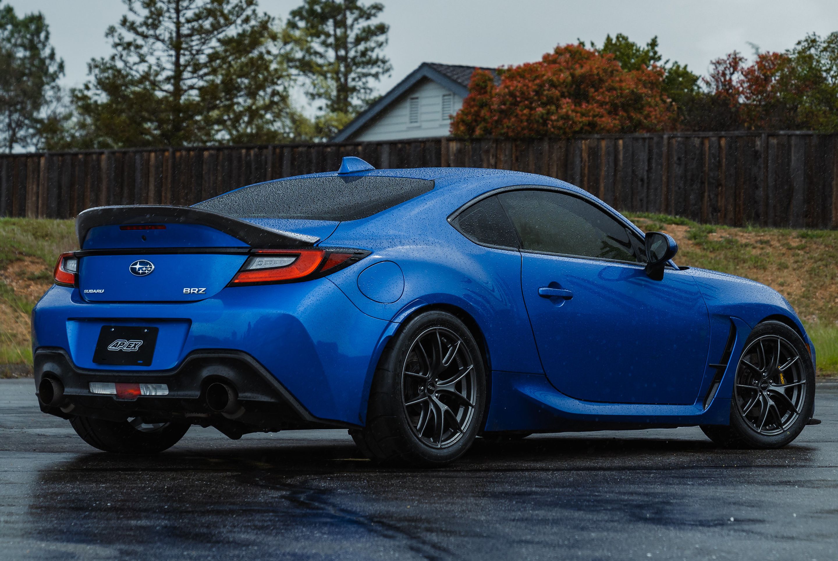 Blue Subaru ZD8 / Gen 2 BRZ with 17" VS-5RS Apex wheels in Anthracite