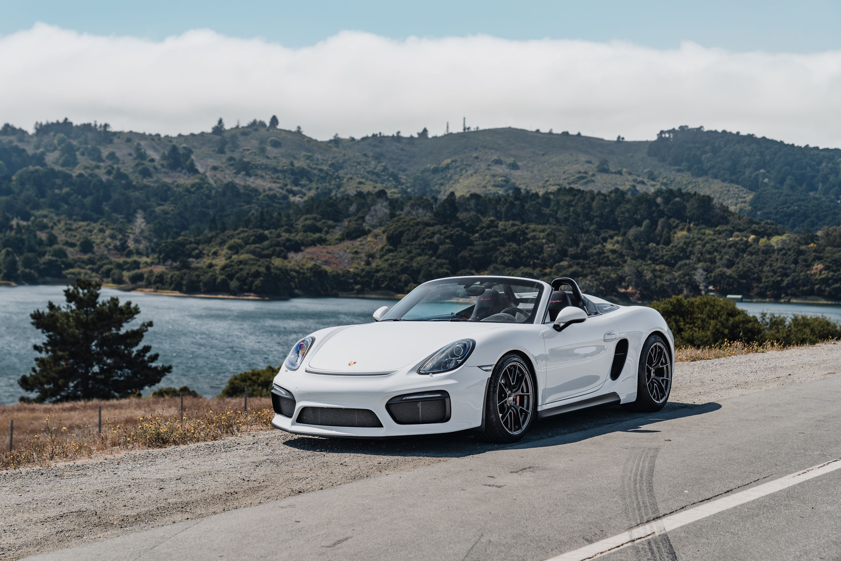 White Porsche 981 Spyder with 19" VS-5RS Apex wheels in Anthracite