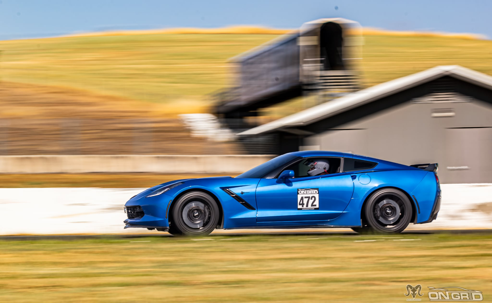 Blue Chevrolet C7 Corvette Stingray/Z51 with 18"/19" EC-7 Apex wheels in Satin Black