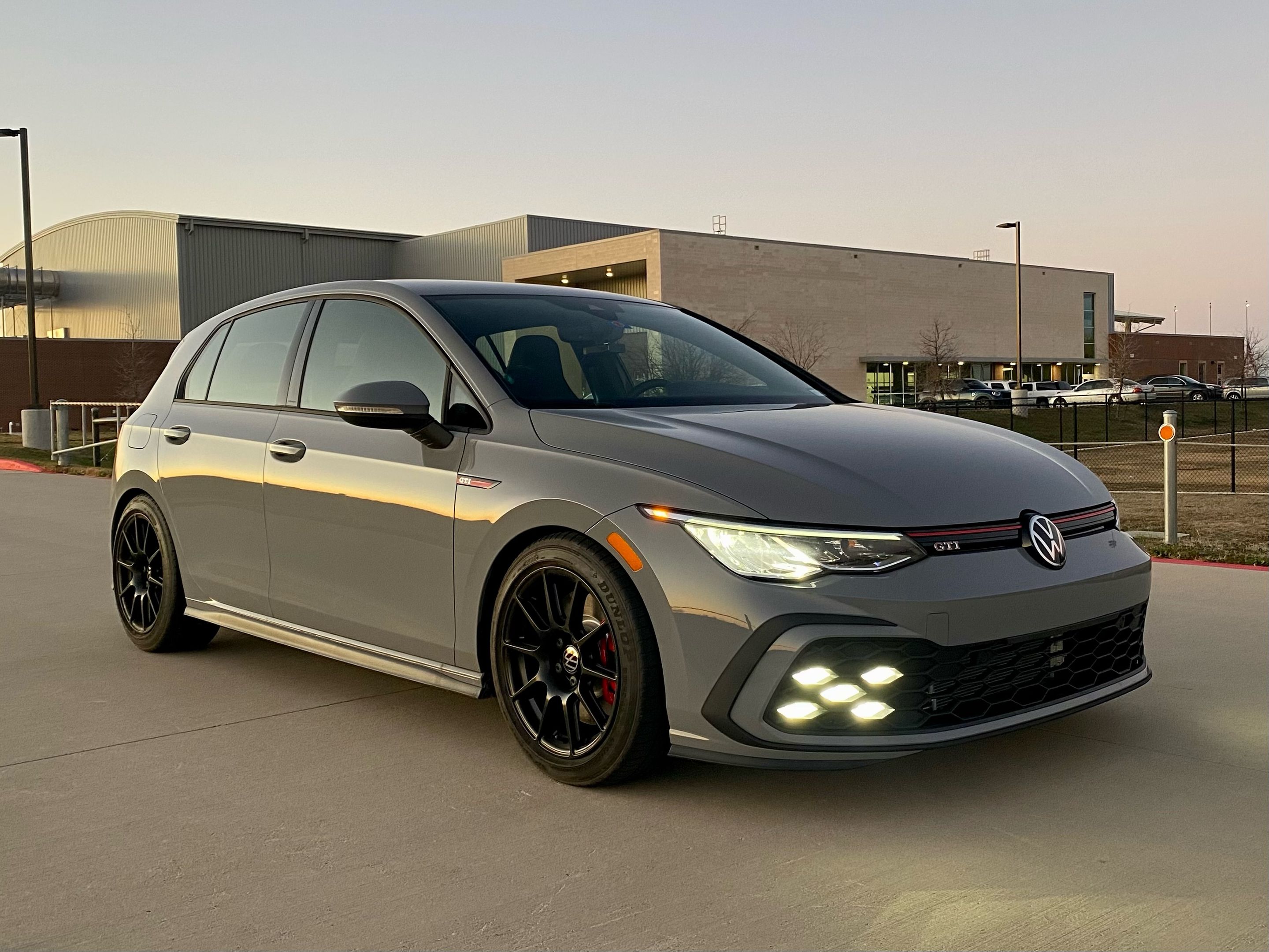 Grey VW MK8 Golf with 17" SM-10 Apex wheels in Satin Black