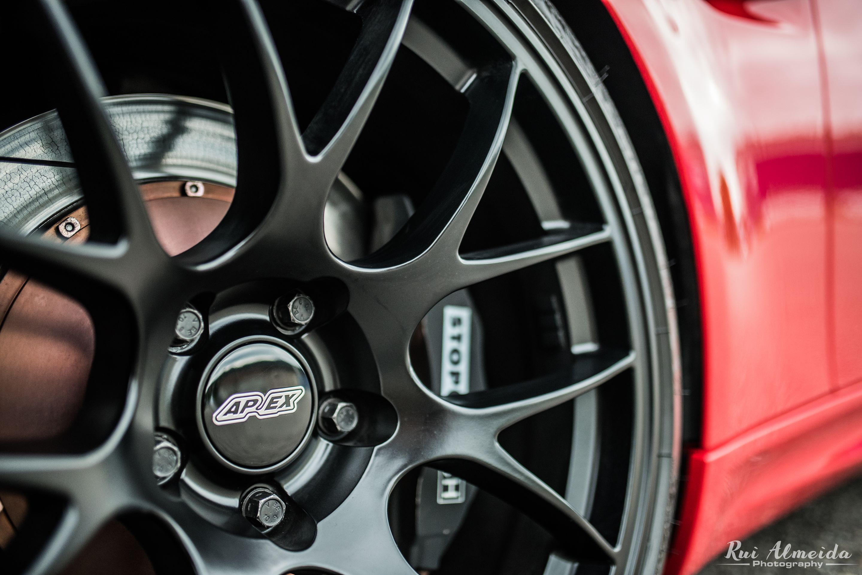 Red BMW E92 Coupe M3 with 19" EC-7 Apex wheels in Satin Black