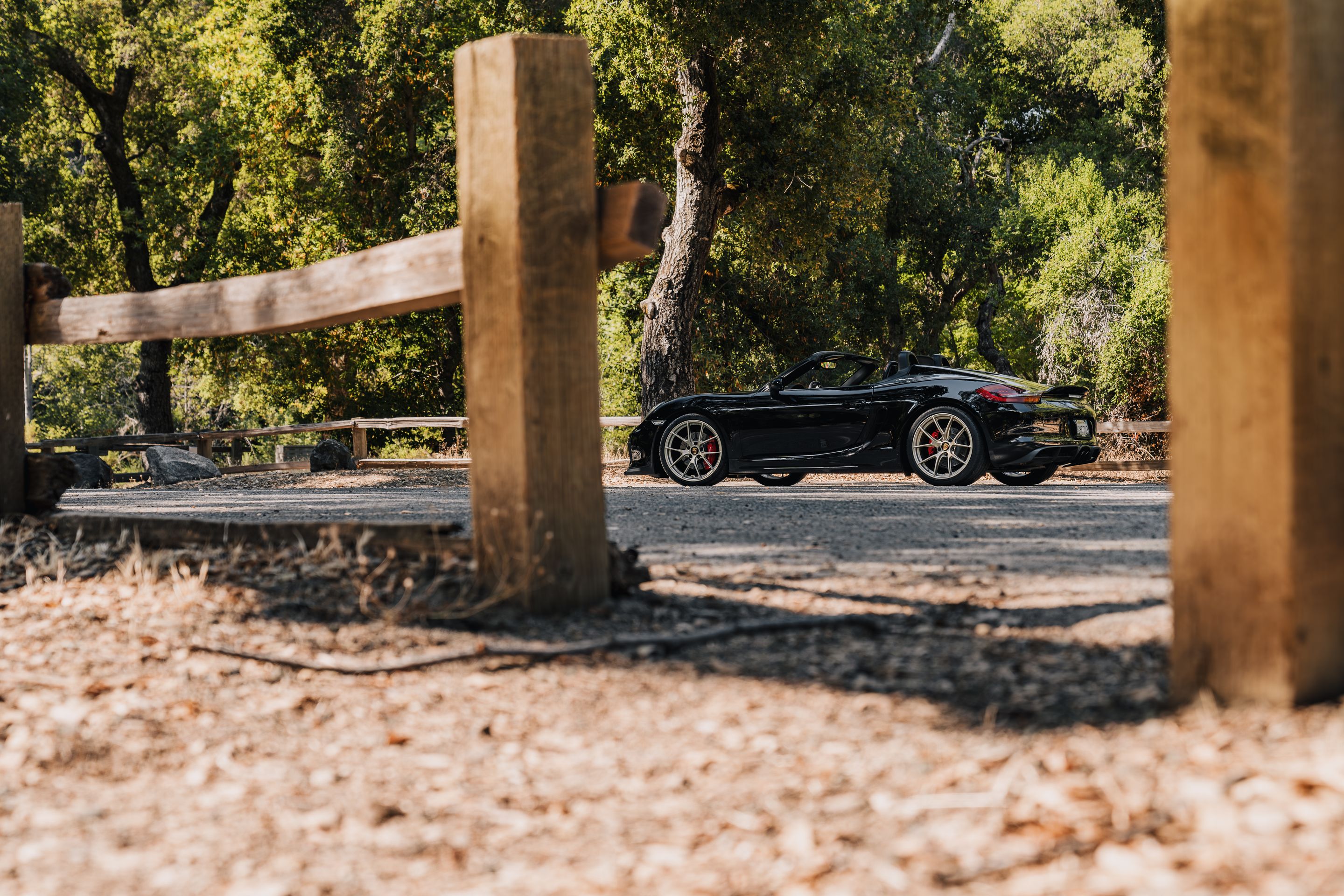 Black Porsche 981 Spyder with 20" VS-5RS Apex wheels in Motorsport Gold