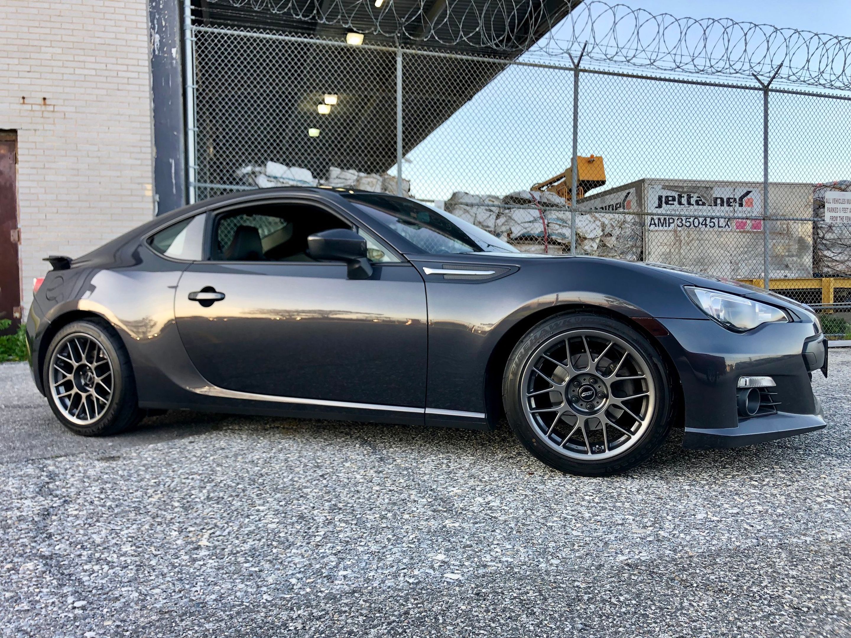 Grey Subaru ZC6 / Gen 1 BRZ with 17" ARC-8 Apex wheels in Anthracite