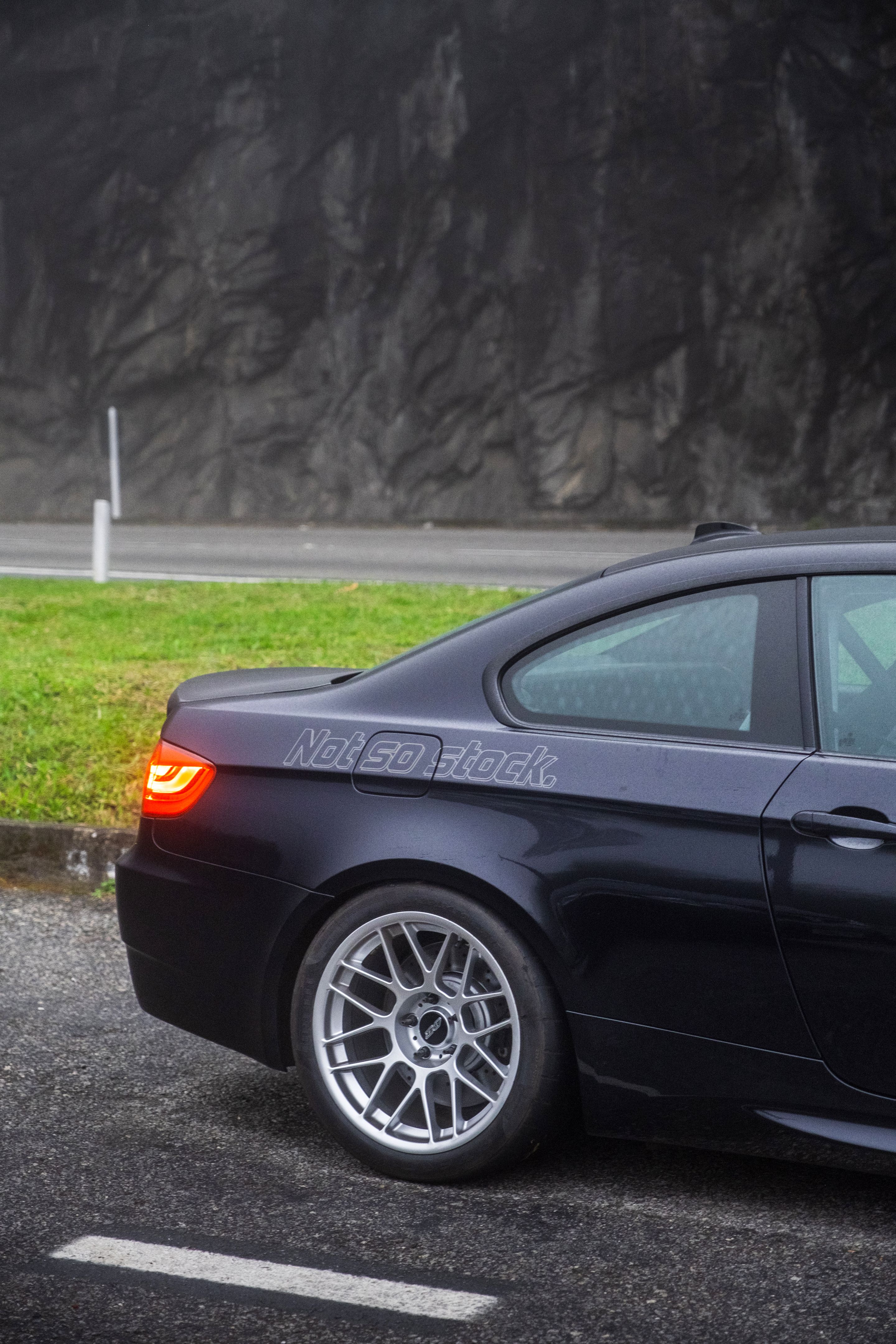 Black BMW E92 Coupe M3 with 18" ARC-8 Apex wheels in Hyper Silver