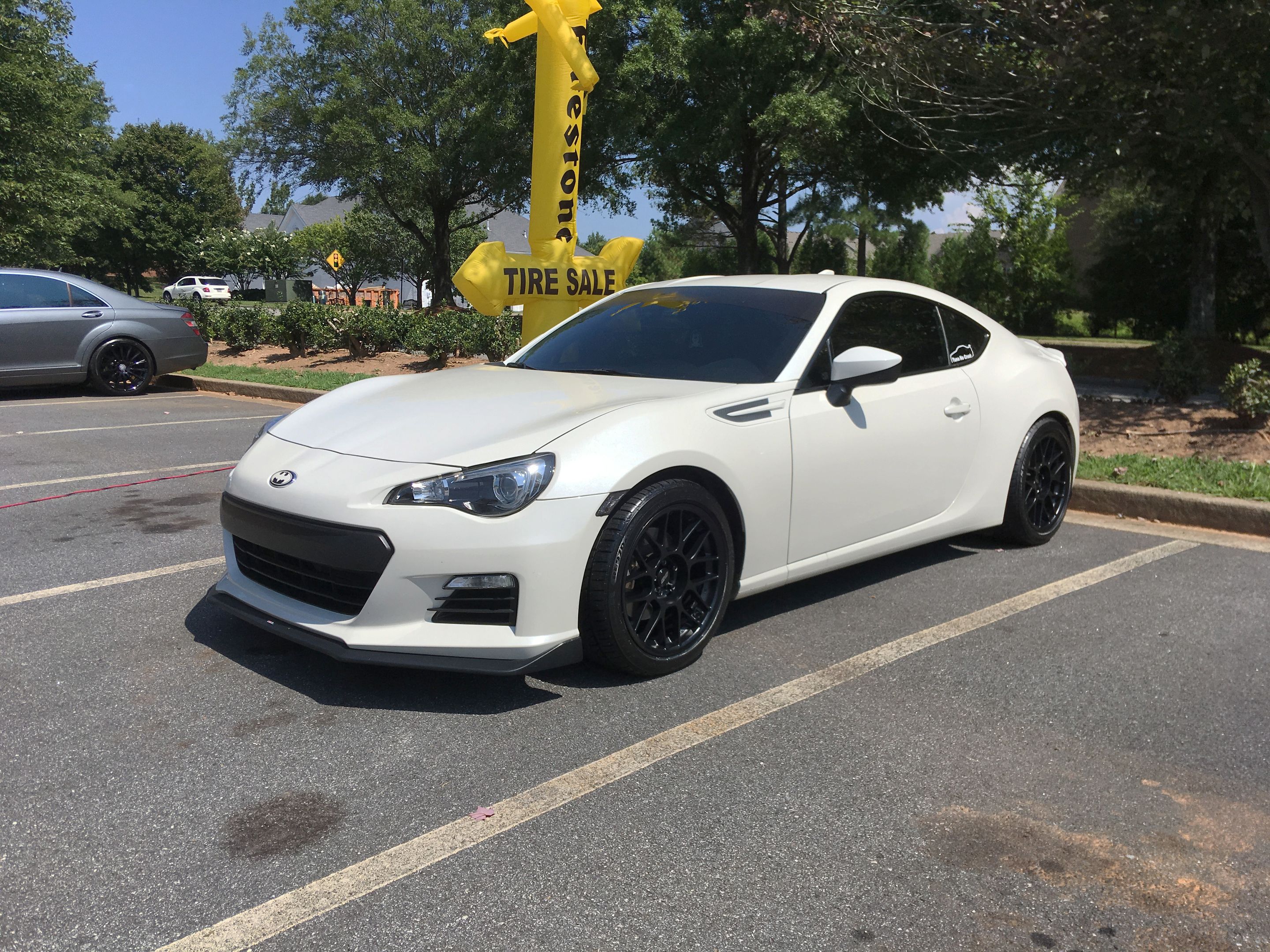 White Subaru ZC6 / Gen 1 BRZ with 17" ARC-8 Apex wheels in Satin Black