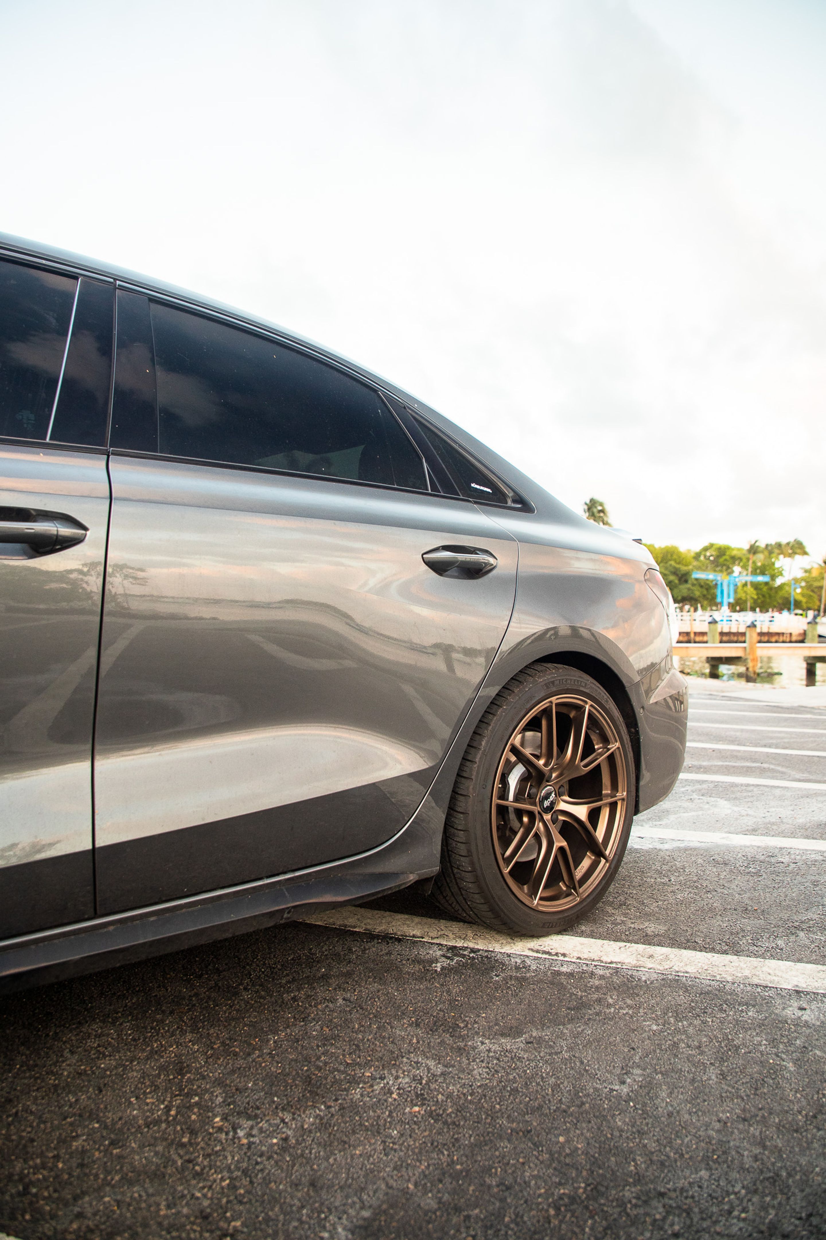 Grey Audi 8Y S3 with 18" VS-5RS Apex wheels in Satin Bronze