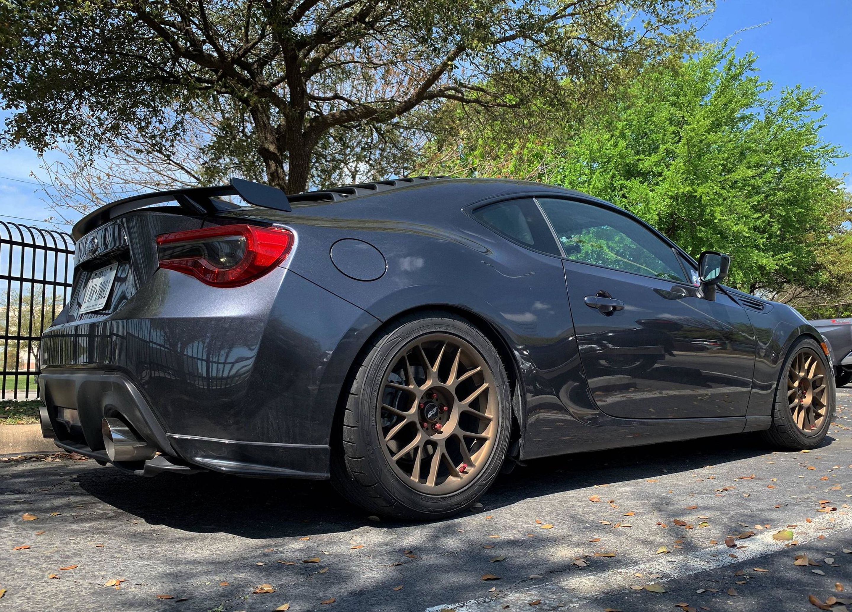 Grey Subaru ZC6 / Gen 1 BRZ with 17" ARC-8 Apex wheels in Satin Bronze