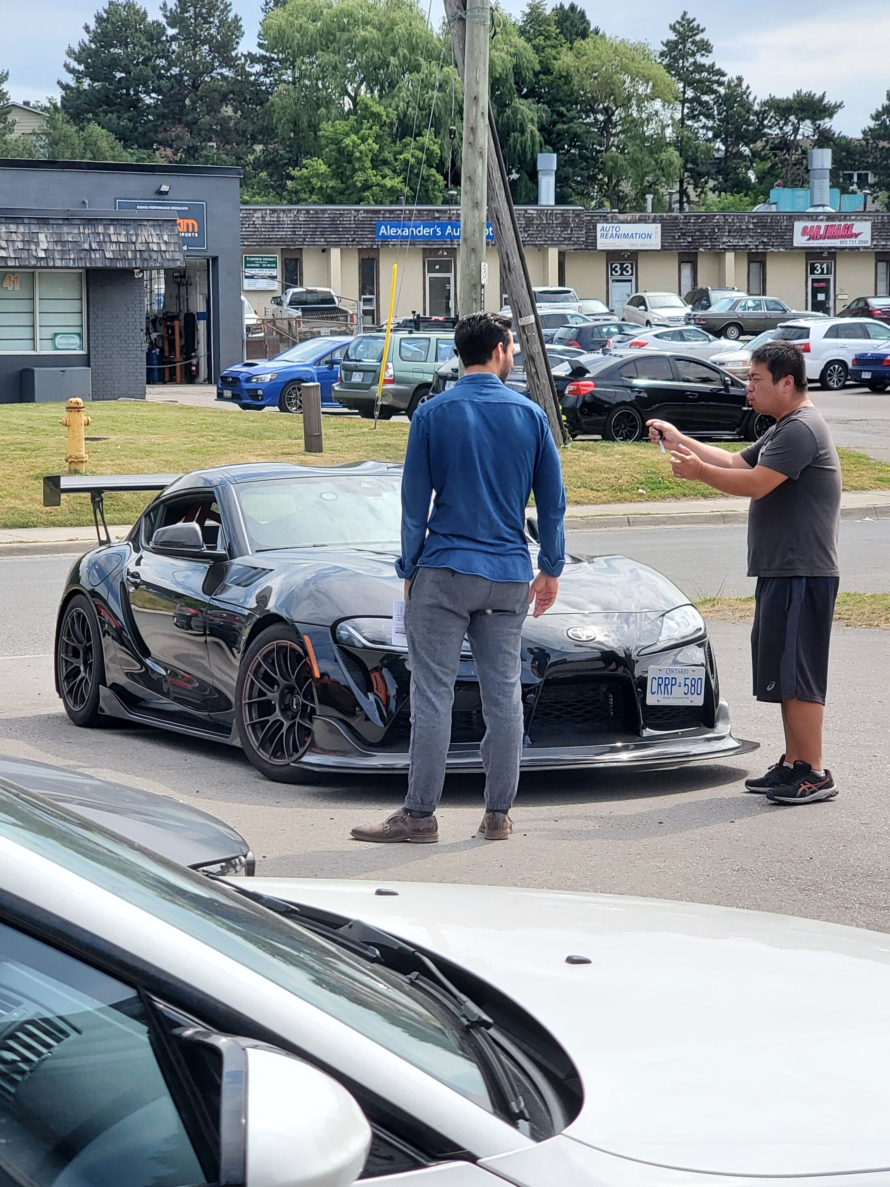 Black Toyota GR Supra with 18" EC-7RS Apex wheels in Anthracite