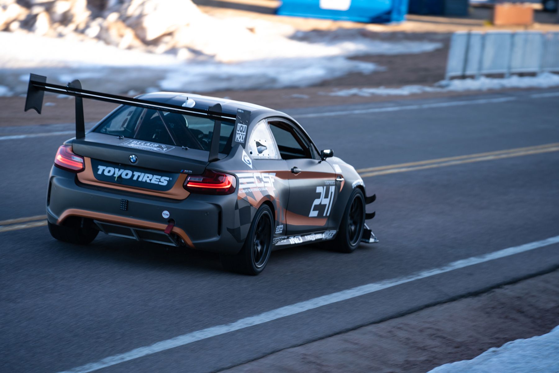 Grey BMW F87 M2 with 18" FL-5 Apex wheels in Satin Black