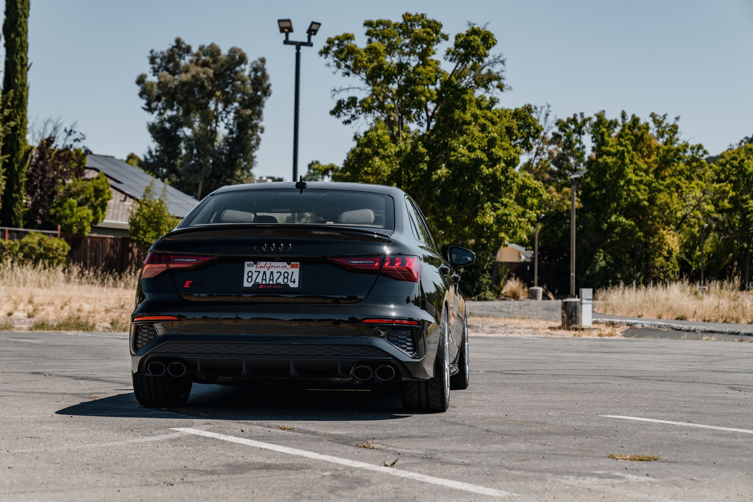 Black Audi 8Y S3 with 17" VS-5RS Apex wheels in Brushed Clear