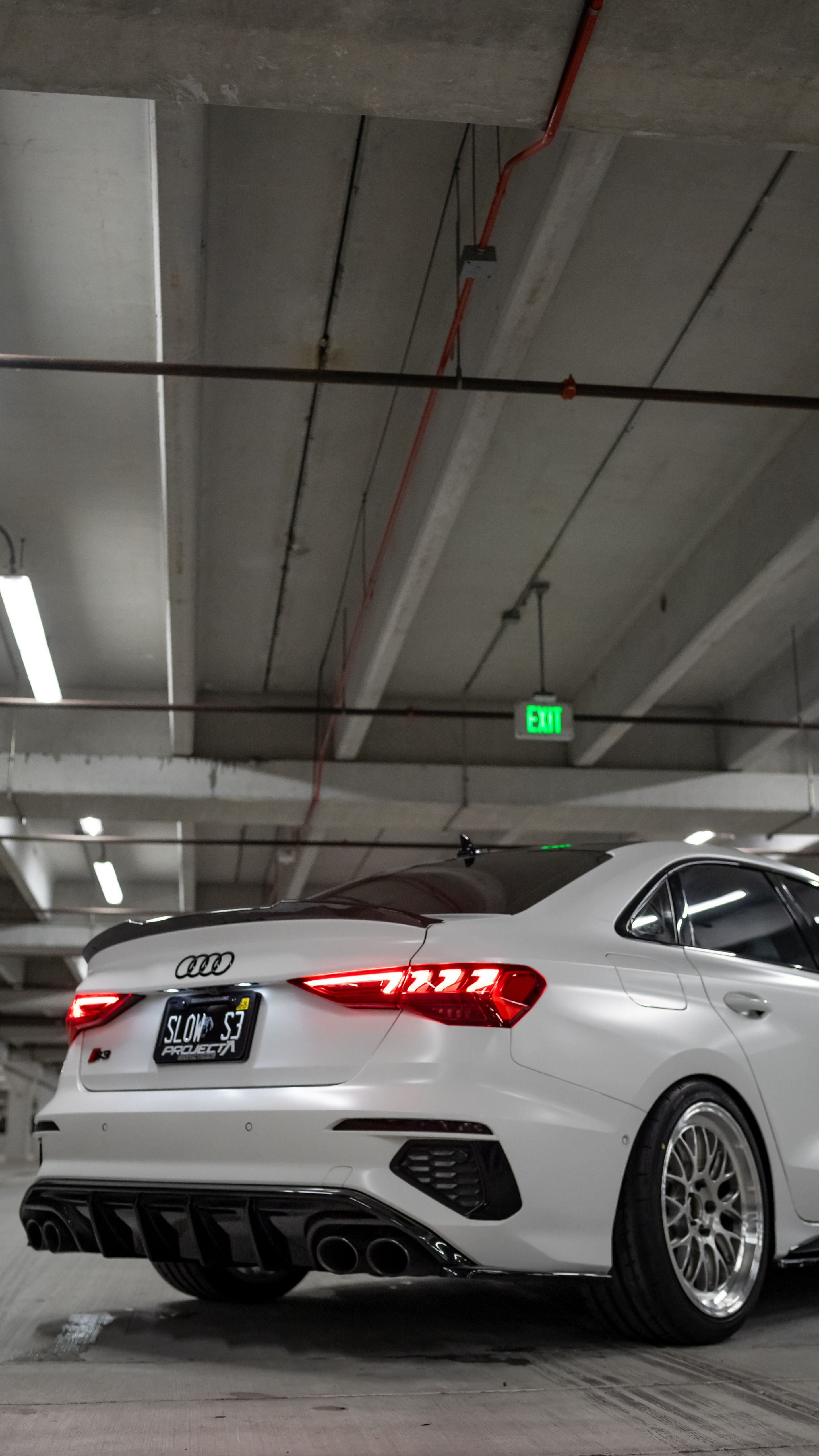 White Audi 8Y S3 with 18" ML-10RT Apex wheels in Machined Lip Brushed Clear