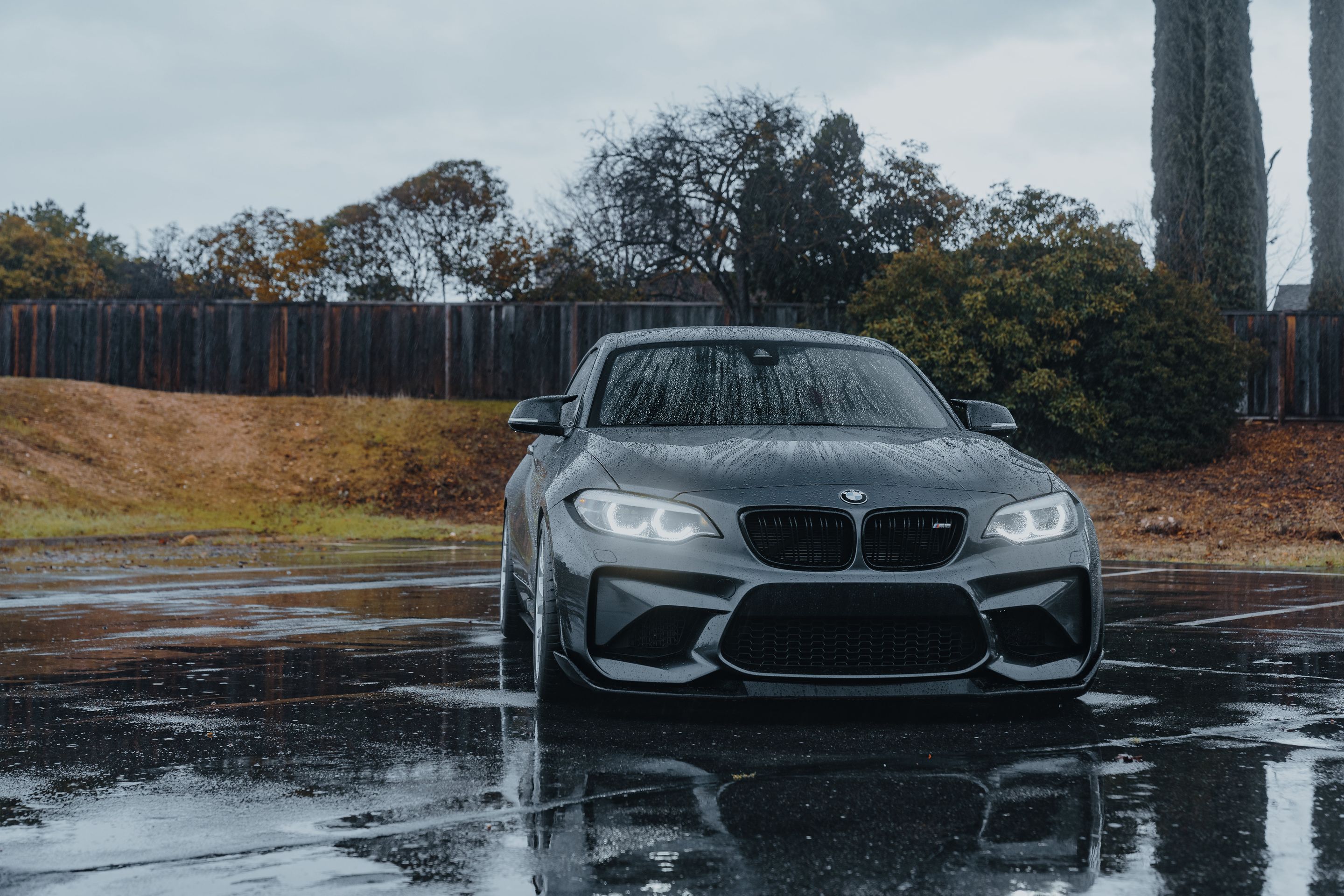 Grey BMW F87 M2 with 18" EC-7 Apex wheels in Race Silver