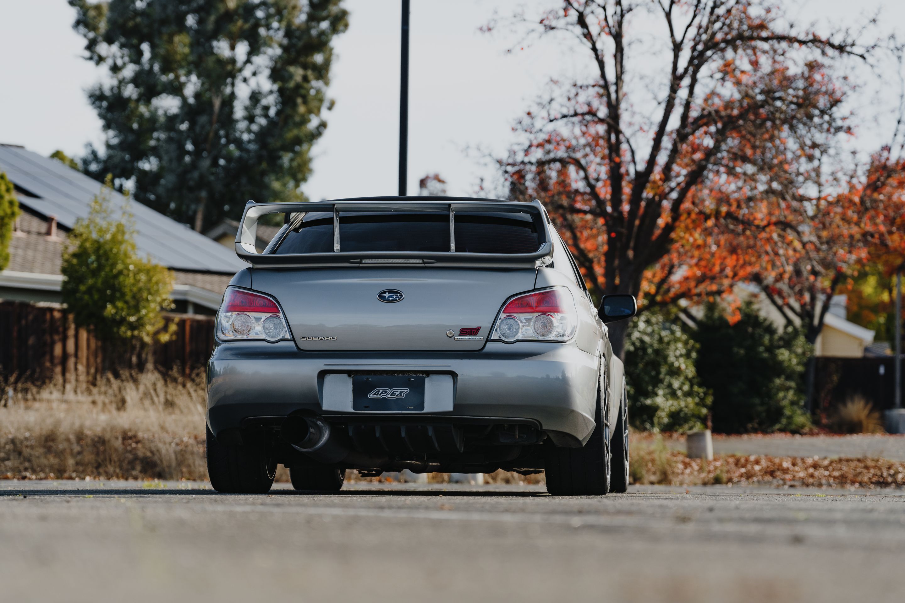 Silver Subaru GD WRX STI with 18" VS-5RS Apex wheels in Anthracite