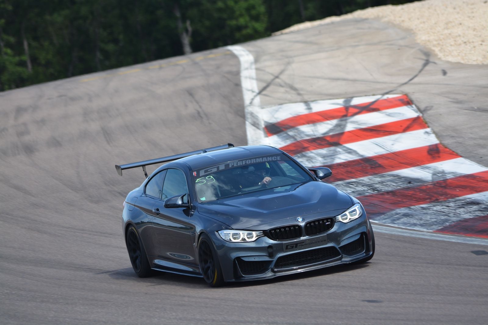 Grey BMW F82 Coupe M4 with 18" EC-7 Apex wheels in Satin Black