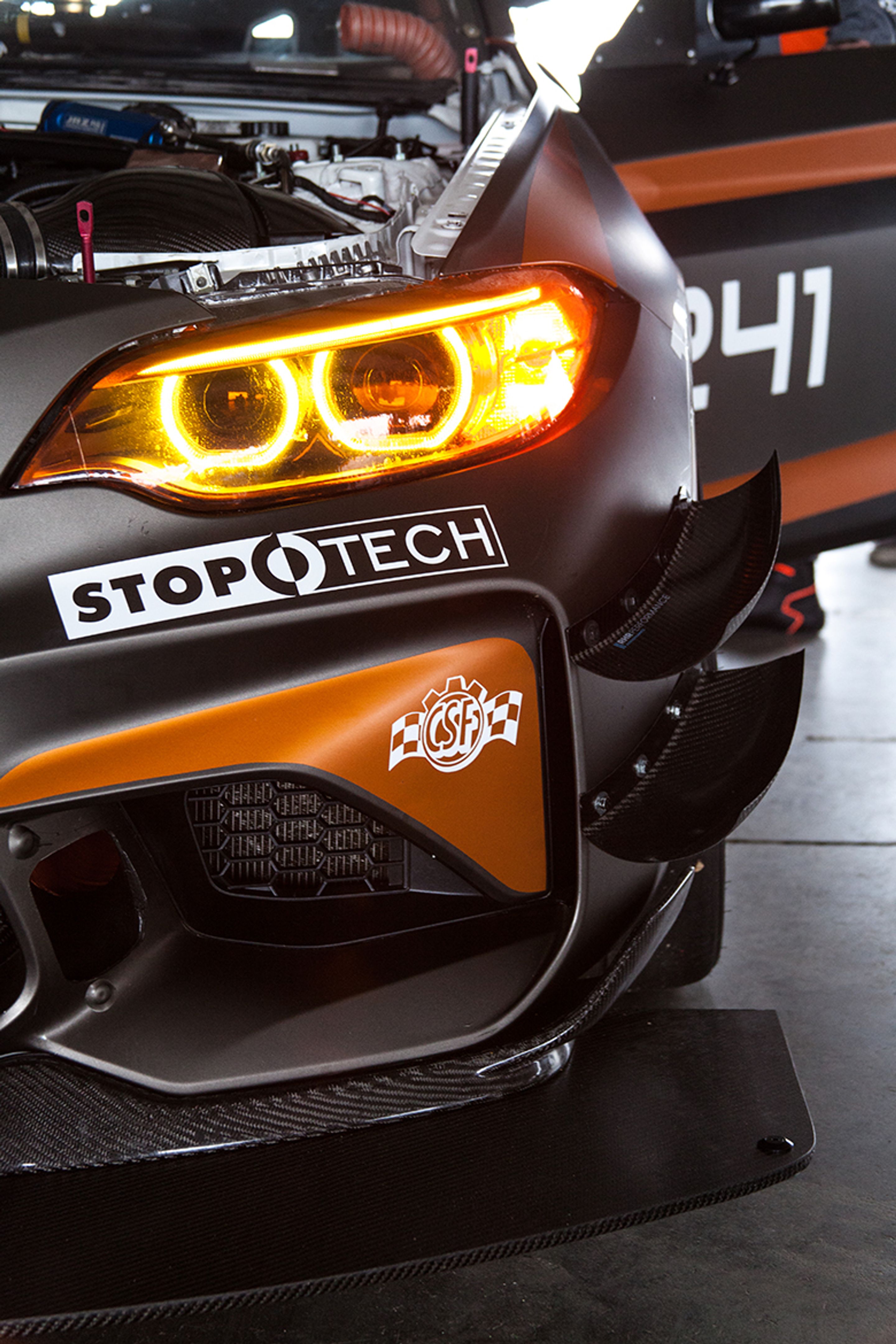 Grey BMW F87 M2 with 18" FL-5 Apex wheels in Race Silver