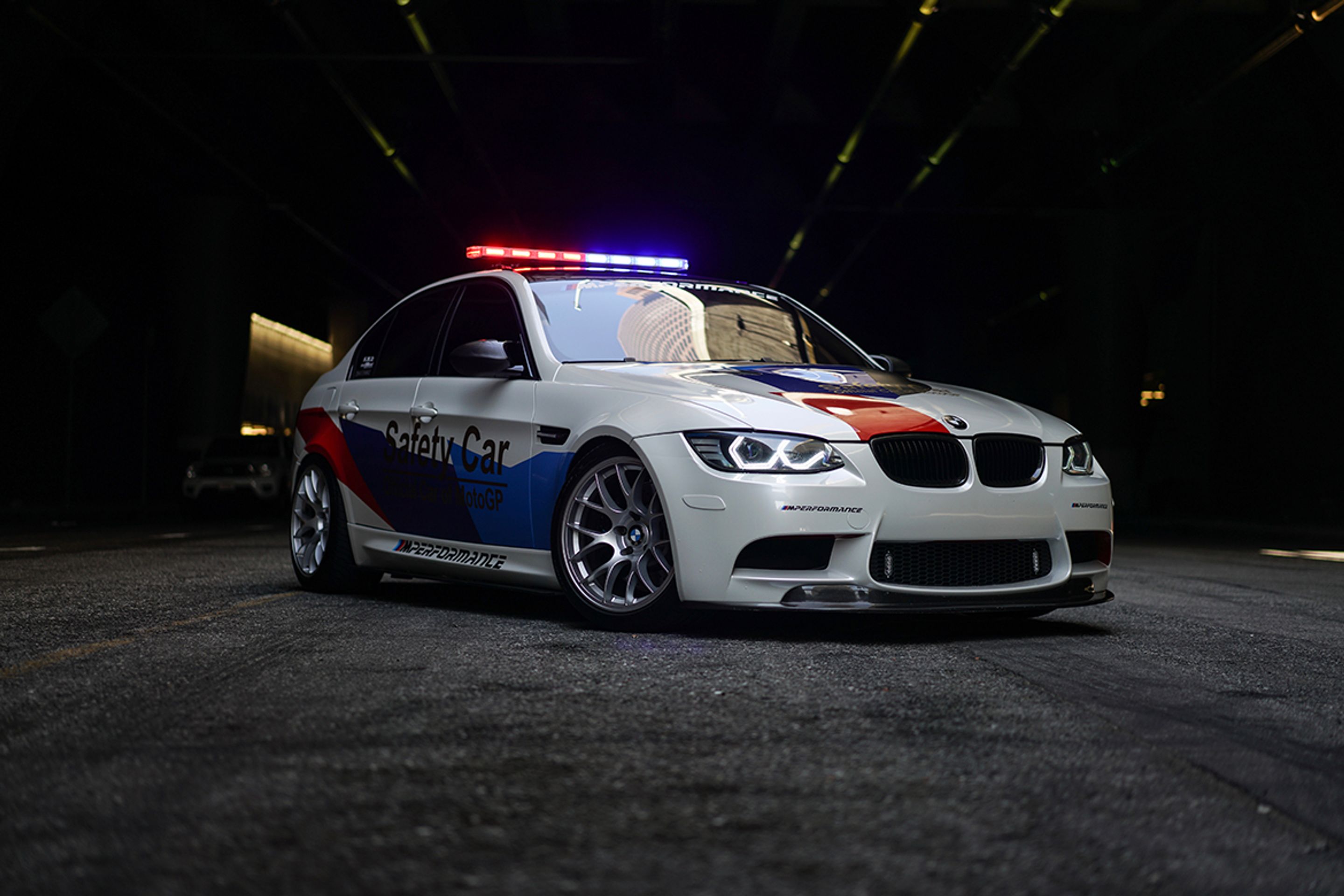 White BMW E90 Sedan M3 with 18" EC-7 Apex wheels in Race Silver