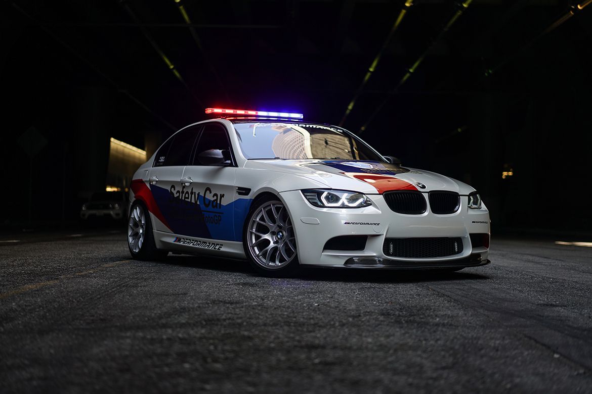White BMW E90 Sedan M3 with 18" EC-7 Apex wheels in Race Silver
