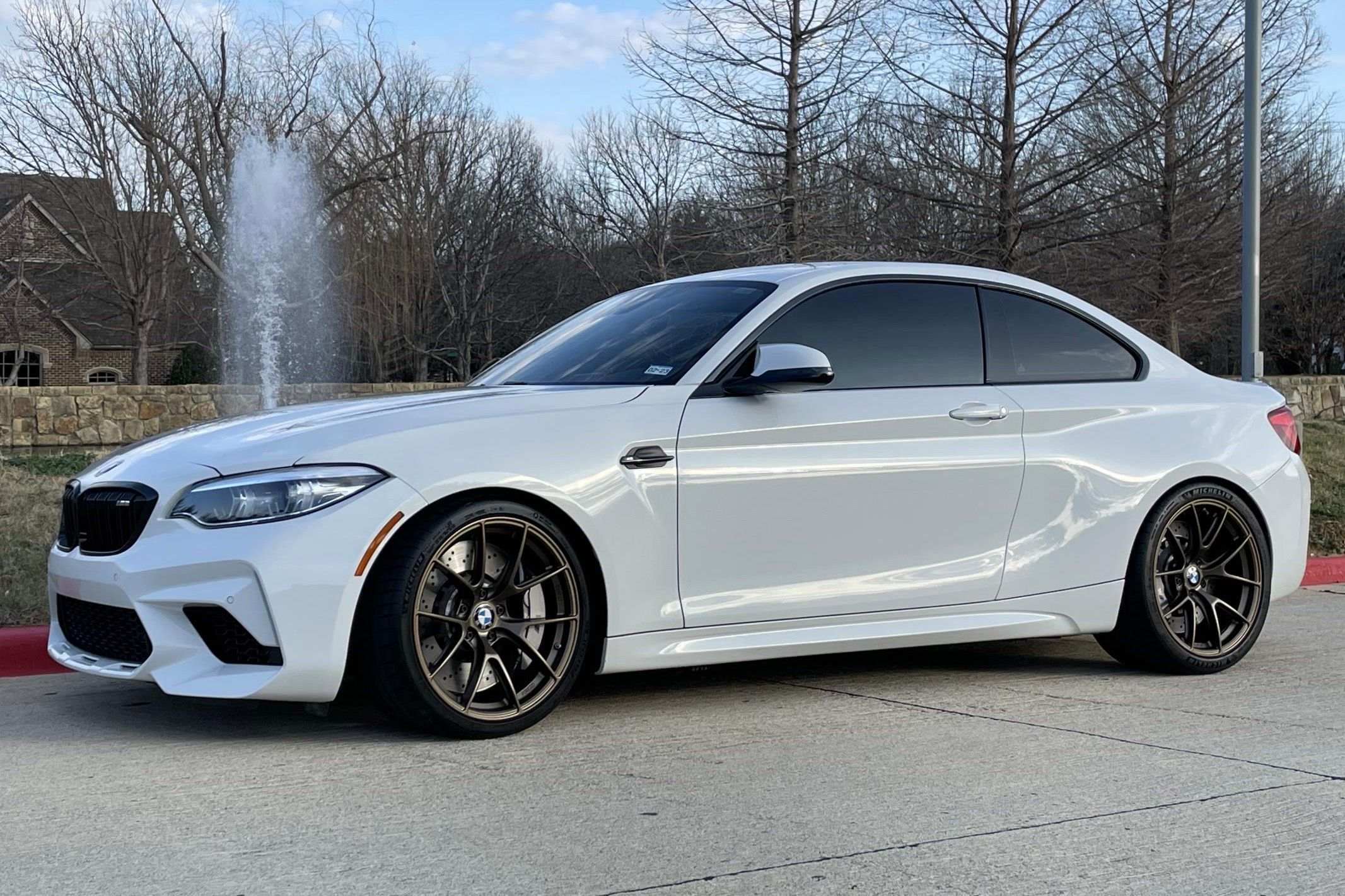 White BMW F87 M2 with 19" VS-5RS Apex wheels in Satin Bronze