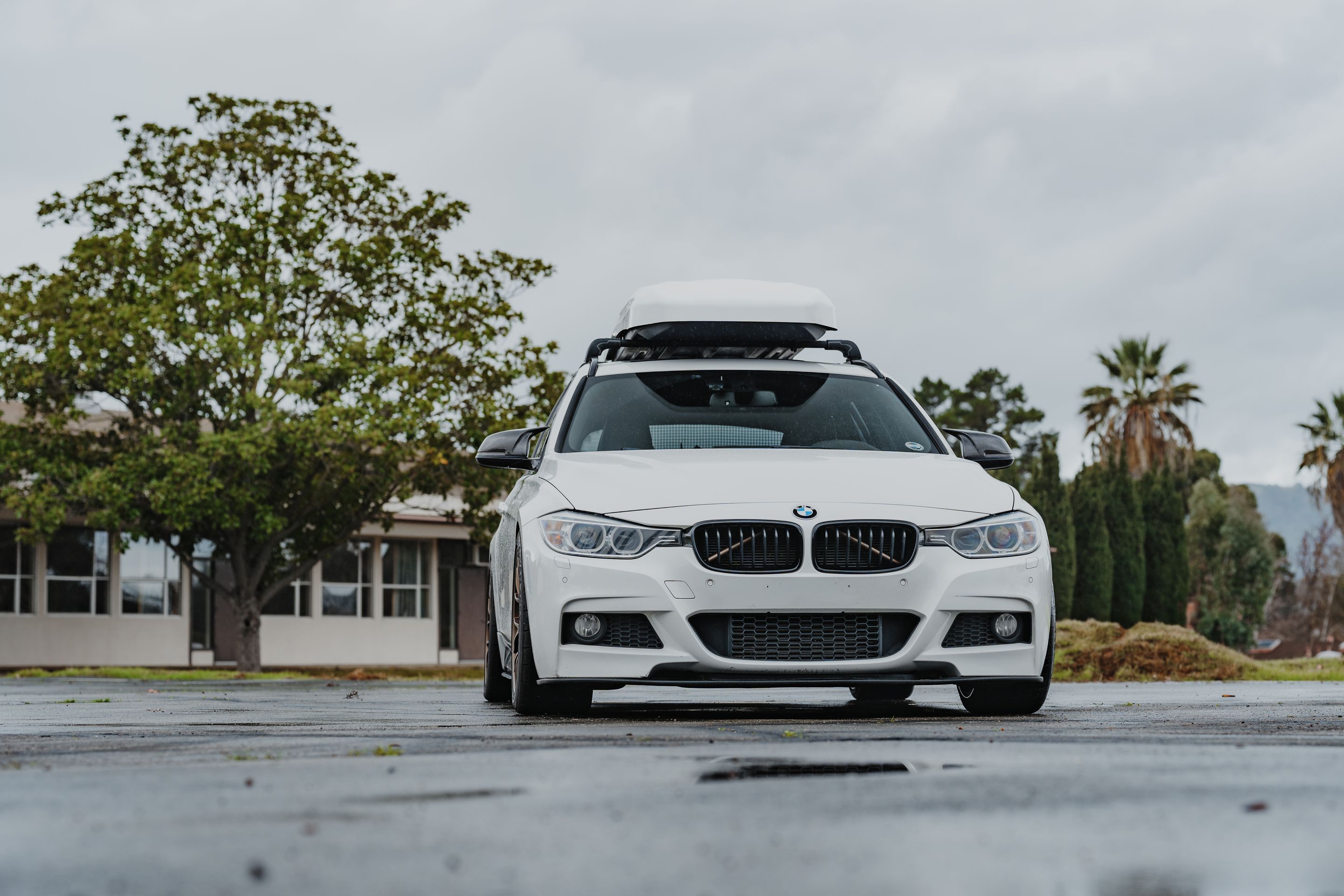 White BMW F31 Wagon 3 Series with 18" EC-7 Apex wheels in Satin Bronze