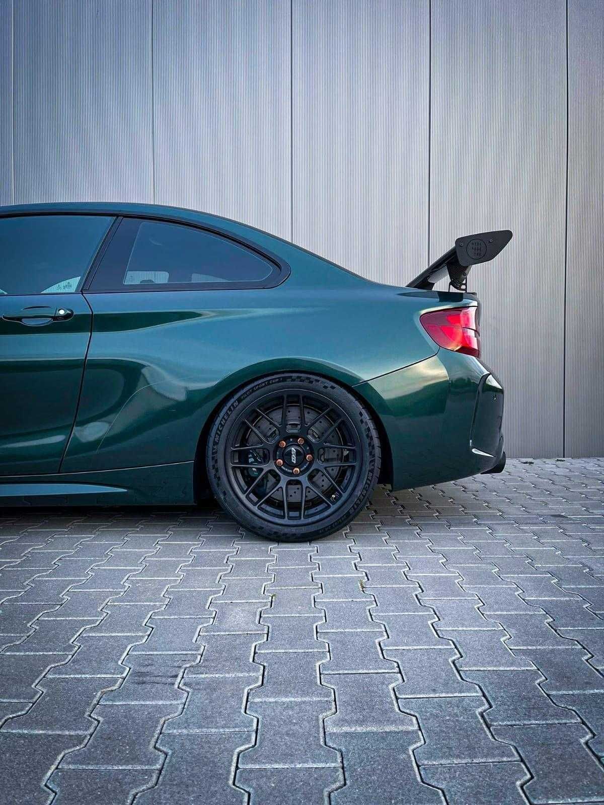 Green BMW F87 M2 with 18" ARC-8 Apex wheels in Satin Black
