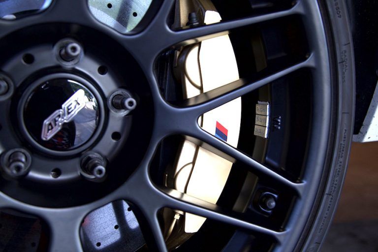 White BMW F80 M3 with 19" ARC-8 Apex wheels in Satin Black