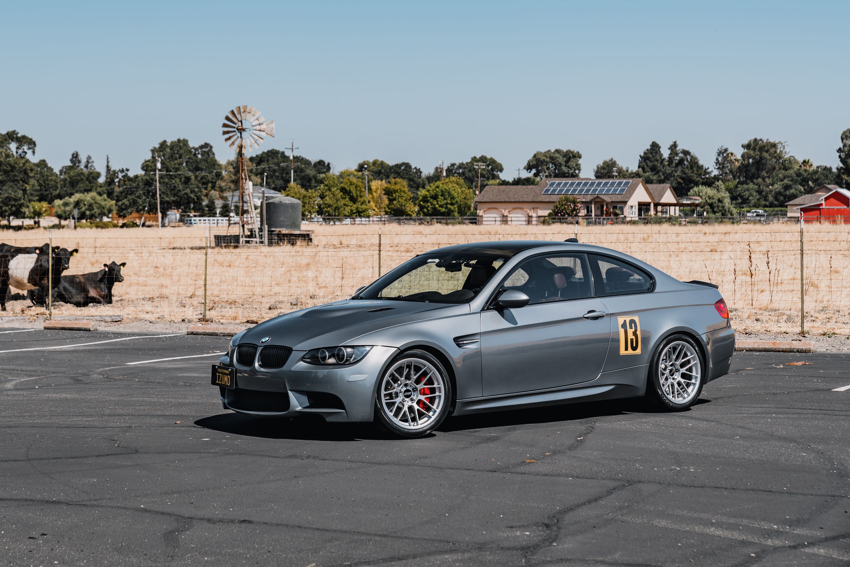 Grey BMW E92 Coupe M3 with 18" ARC-8RT Apex wheels in Race Silver