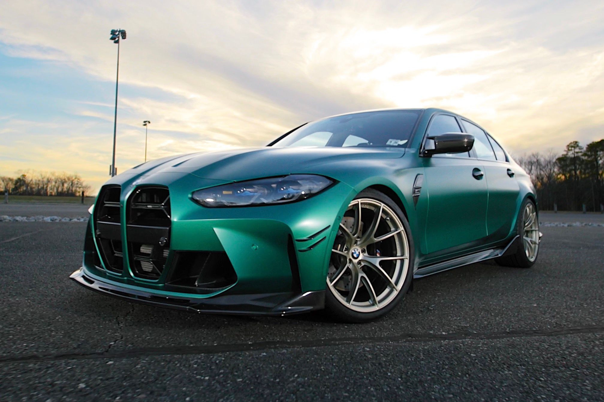 Green BMW G80 M3 with 20" VS-5RS Apex wheels in Motorsport Gold