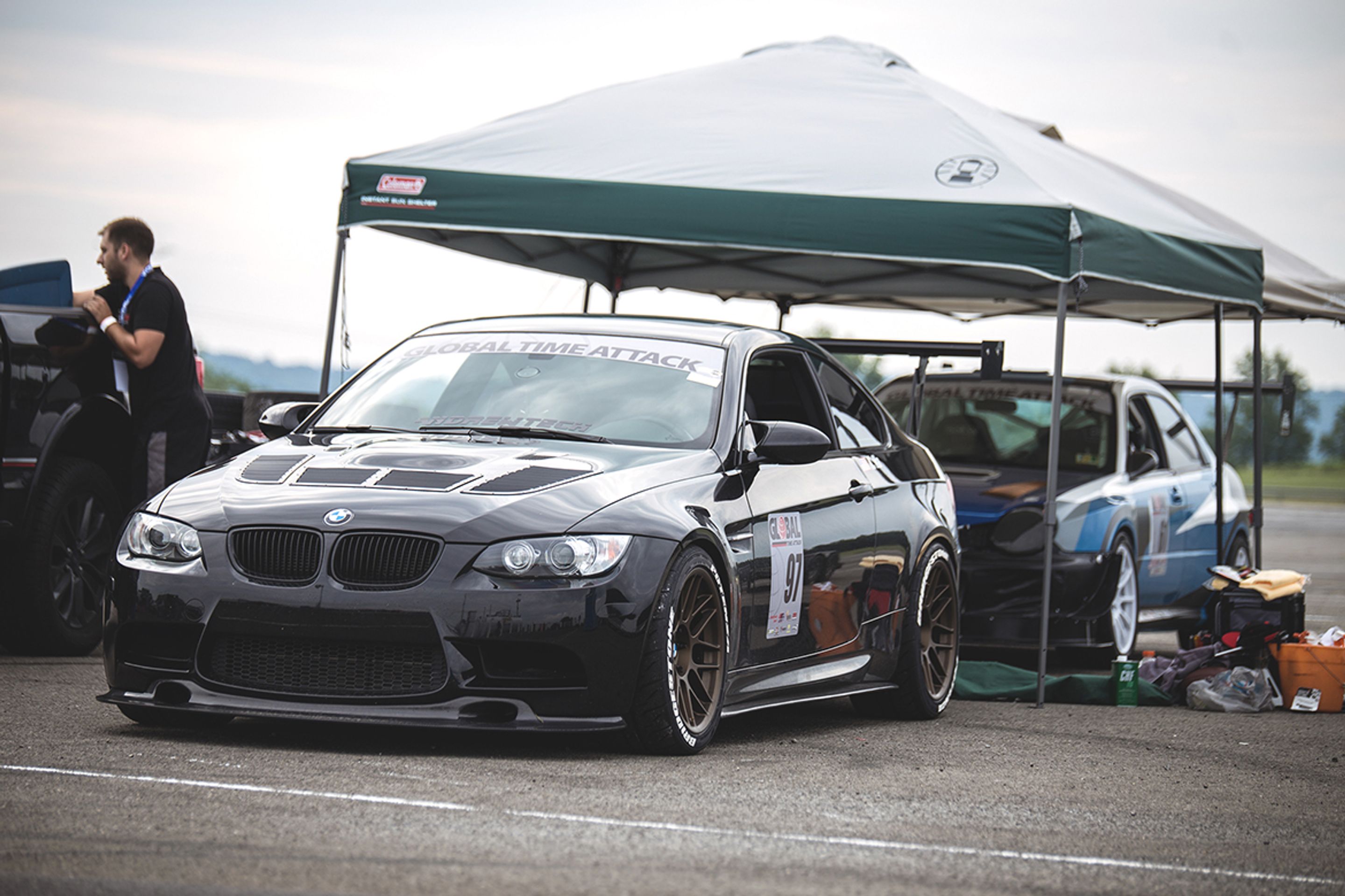 Black BMW E92 Coupe M3 with 18" ARC-8 Apex wheels in Satin Bronze