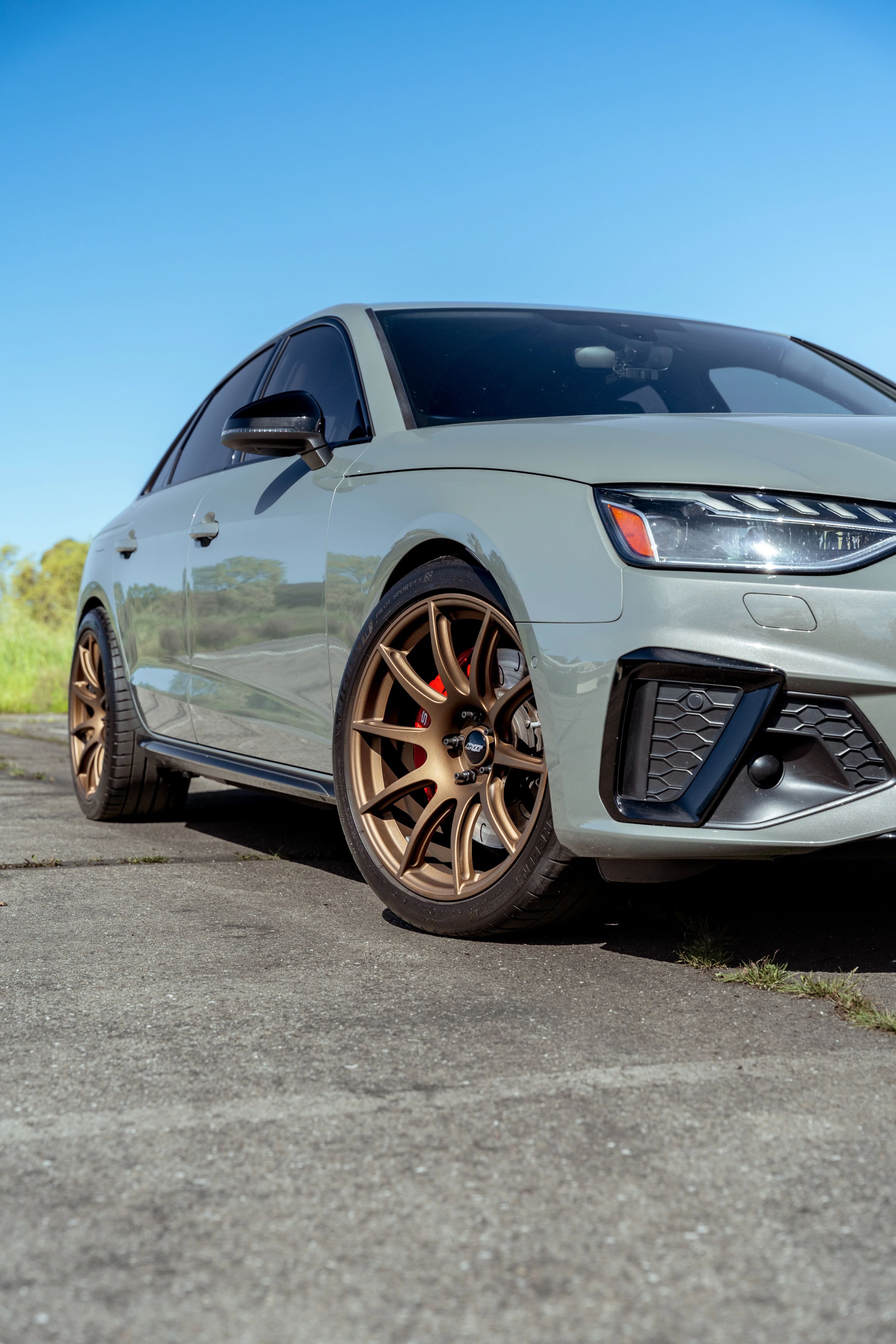 Grey Audi B9 S4 with 19" SM-10 Apex wheels in Satin Bronze