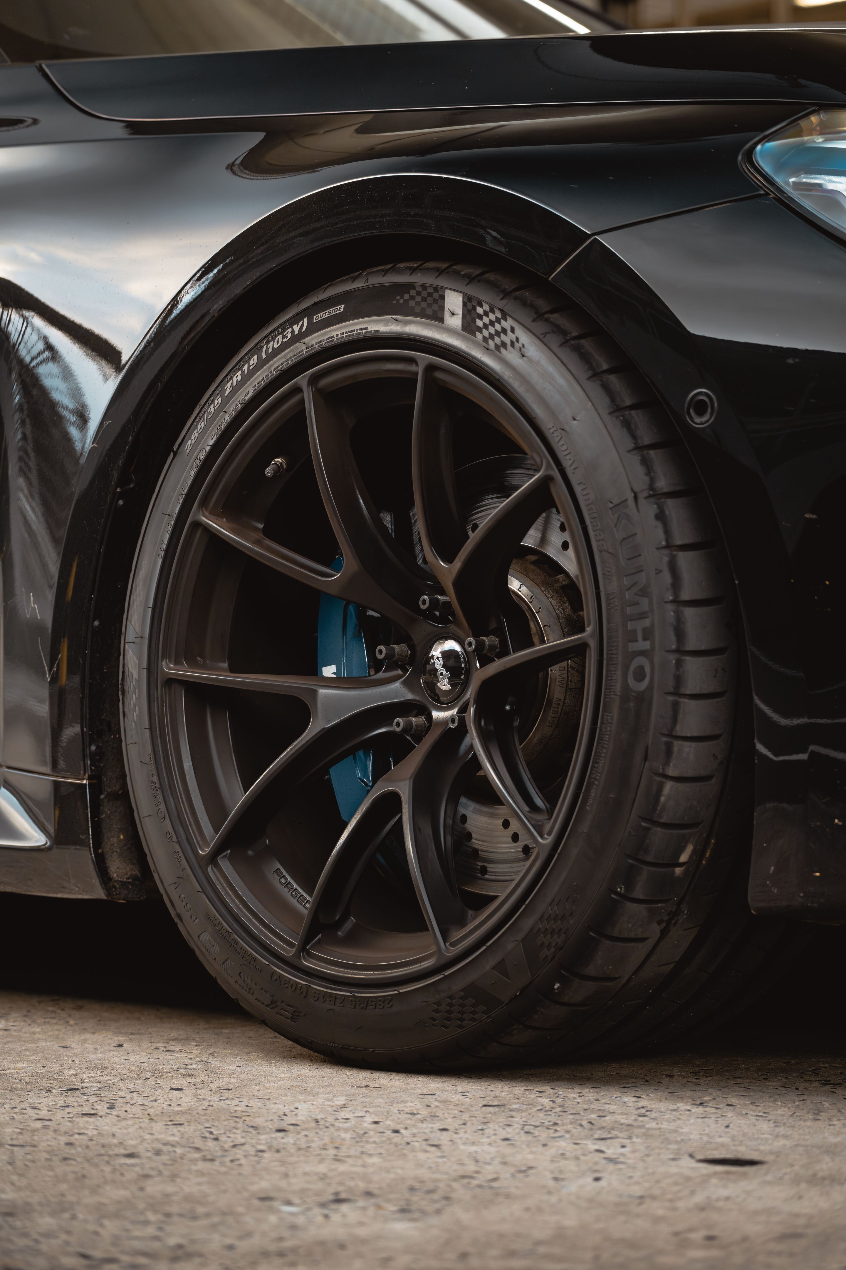 Black BMW G87 M2 with 19" VS-5RS Apex wheels in Satin Black