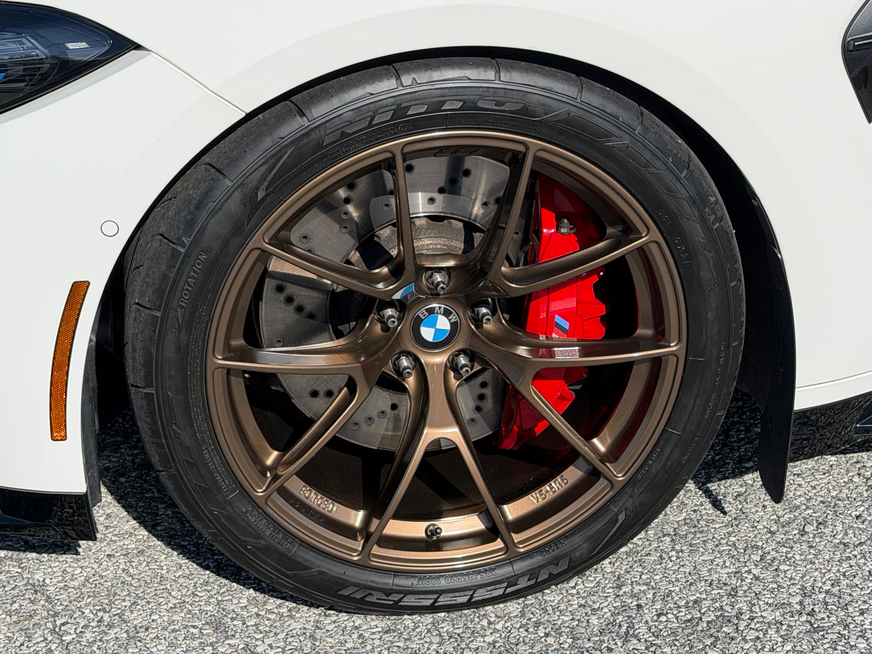 White BMW G80 M3 with 19" VS-5RS Apex wheels in Satin Bronze