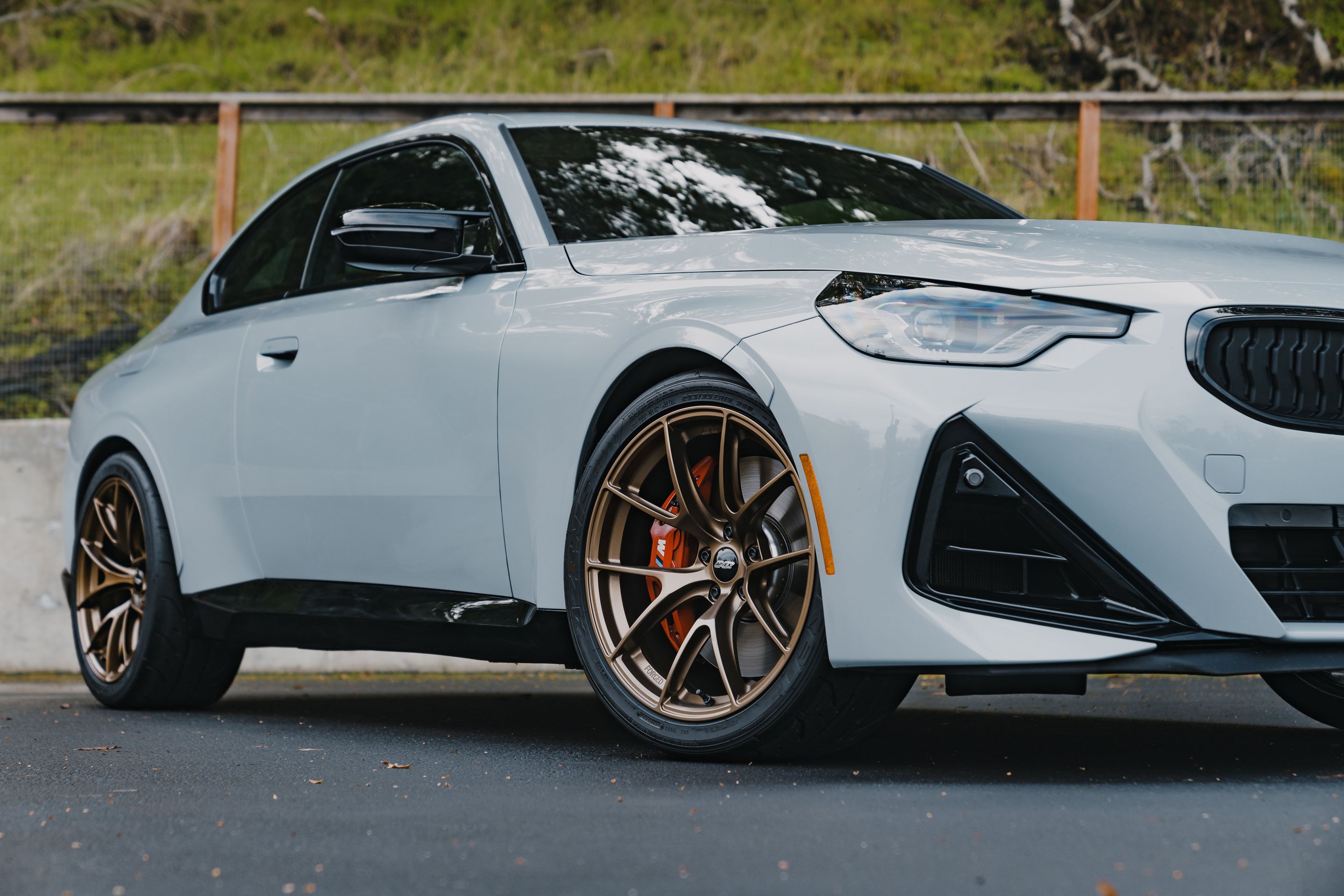 Grey BMW G42 2 Series with 19" VS-5RS Apex wheels in Satin Bronze