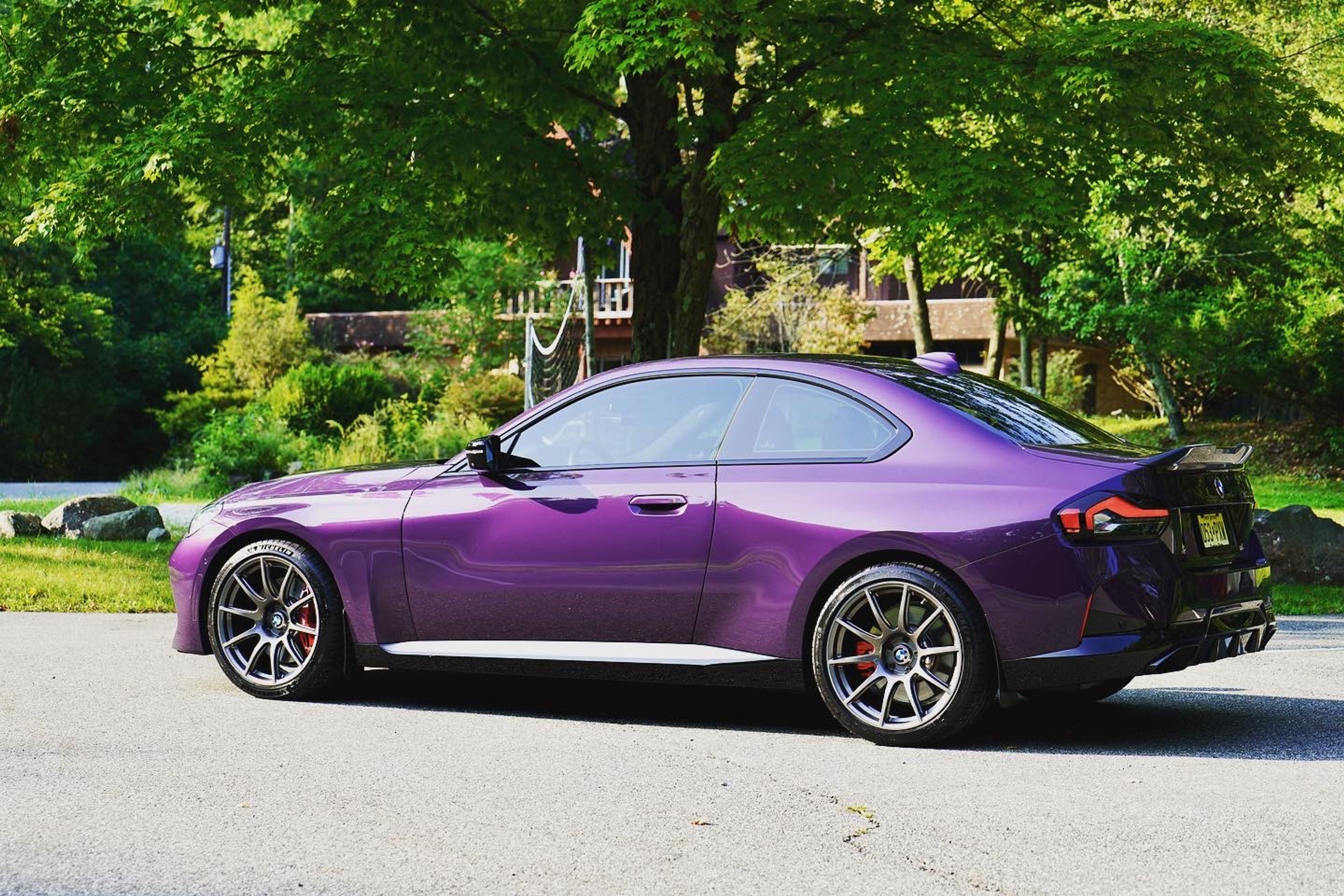 Purple BMW G42 2 Series with 19" SM-10 Apex wheels in Anthracite
