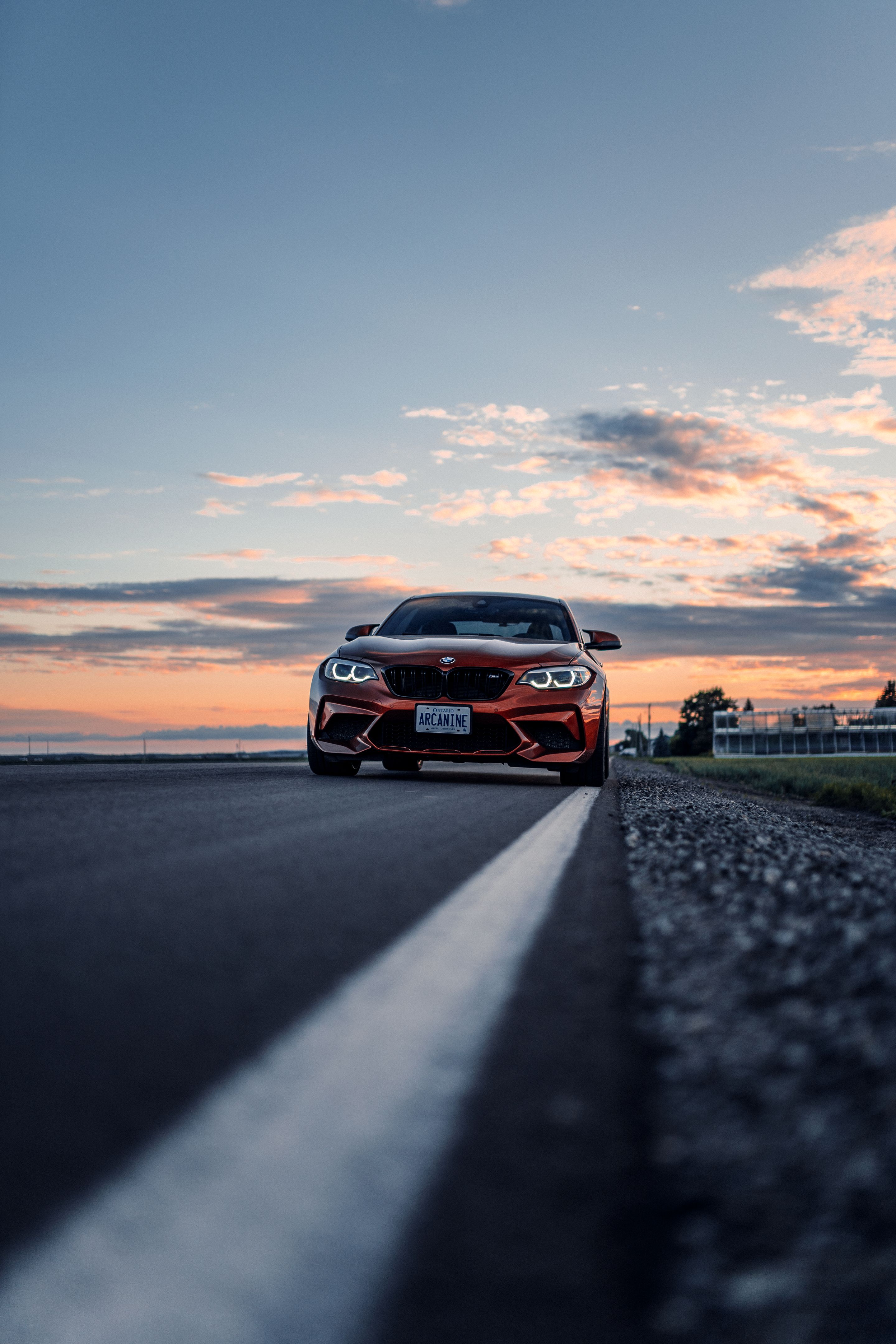 Orange BMW F87 M2 with 19" VS-5RS Apex wheels in Brushed Clear