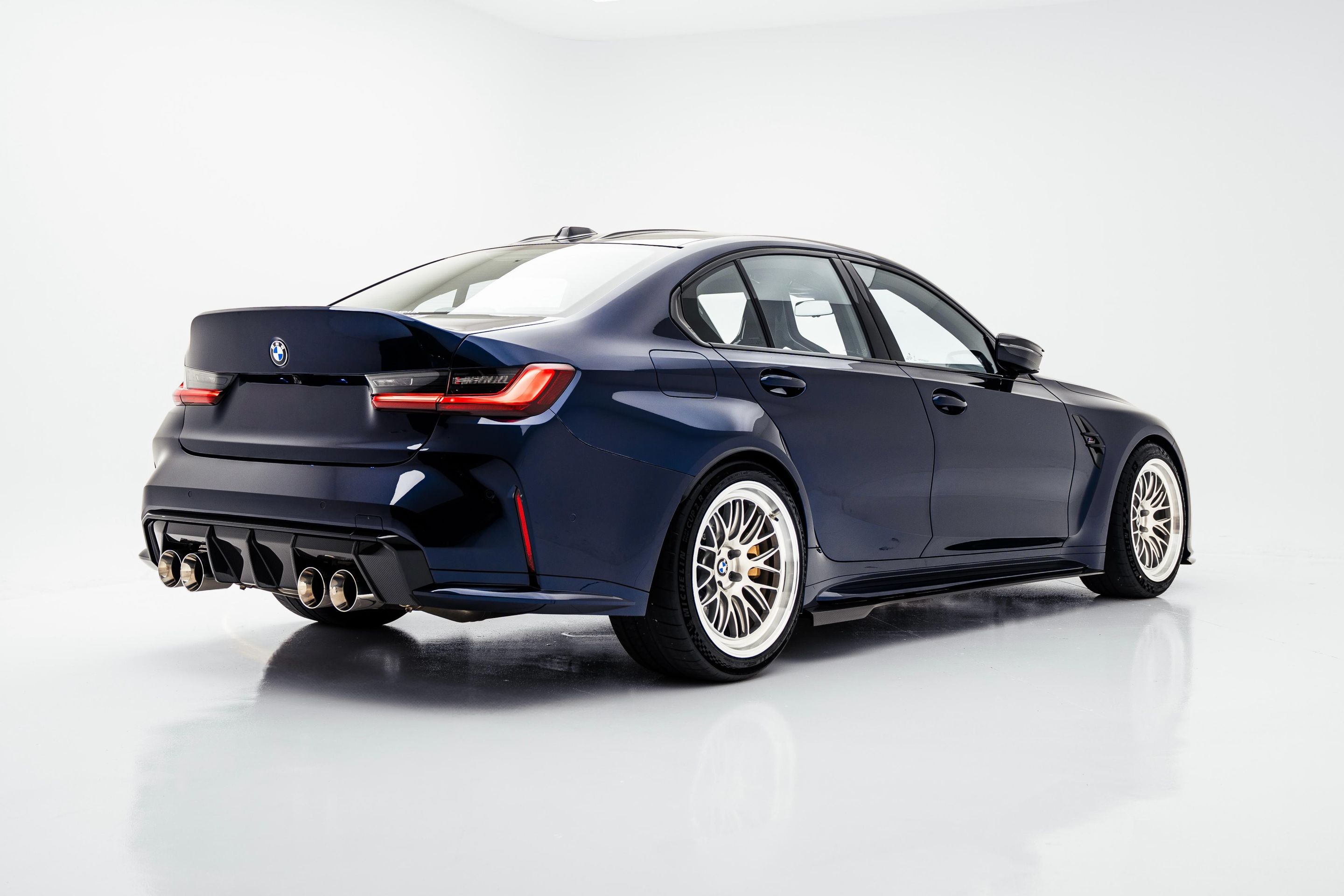 Blue BMW G80 M3 with 19" ML-10RT Apex wheels in Machined Lip Race Silver