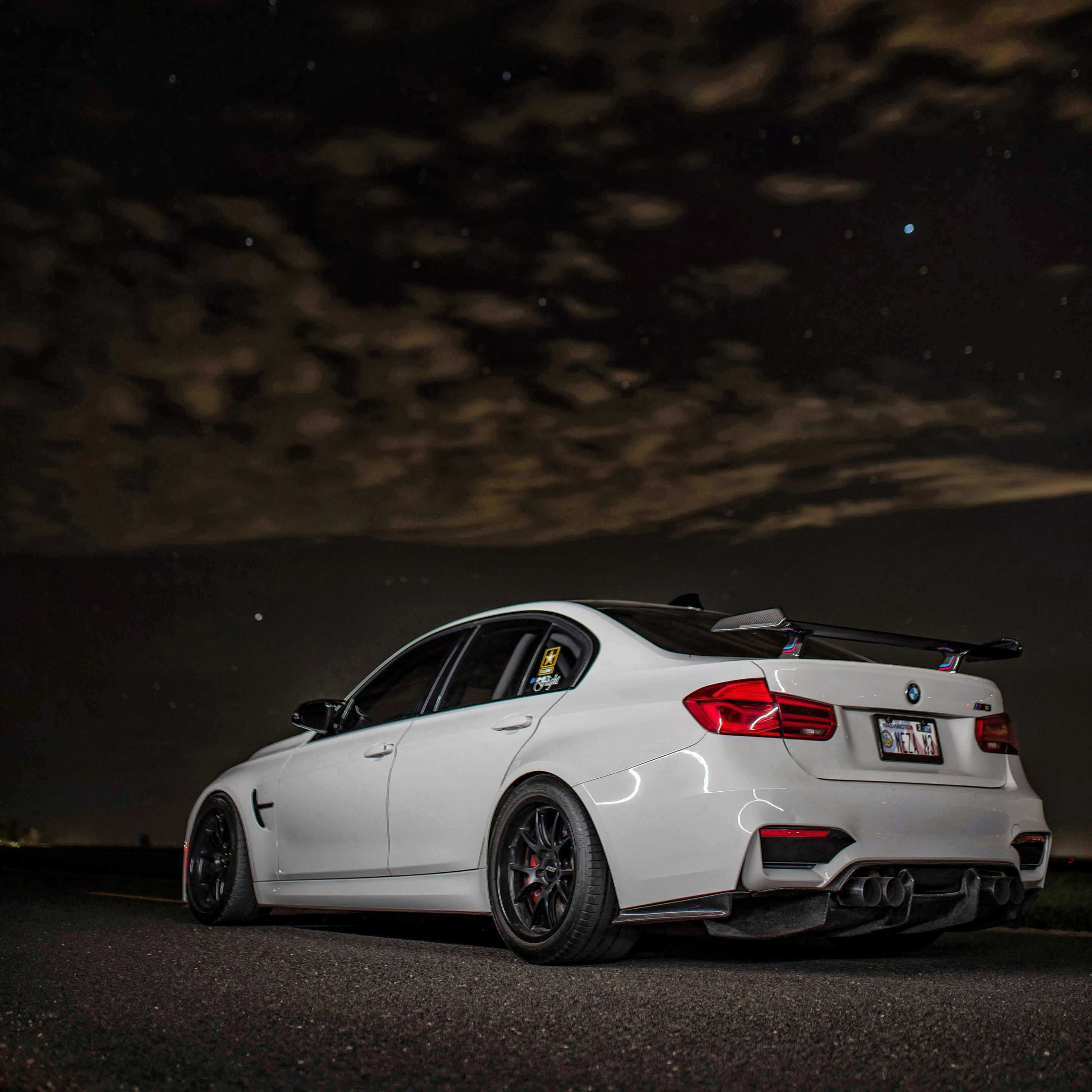 White BMW F80 M3 with 18" FL-5 Apex wheels in Satin Black